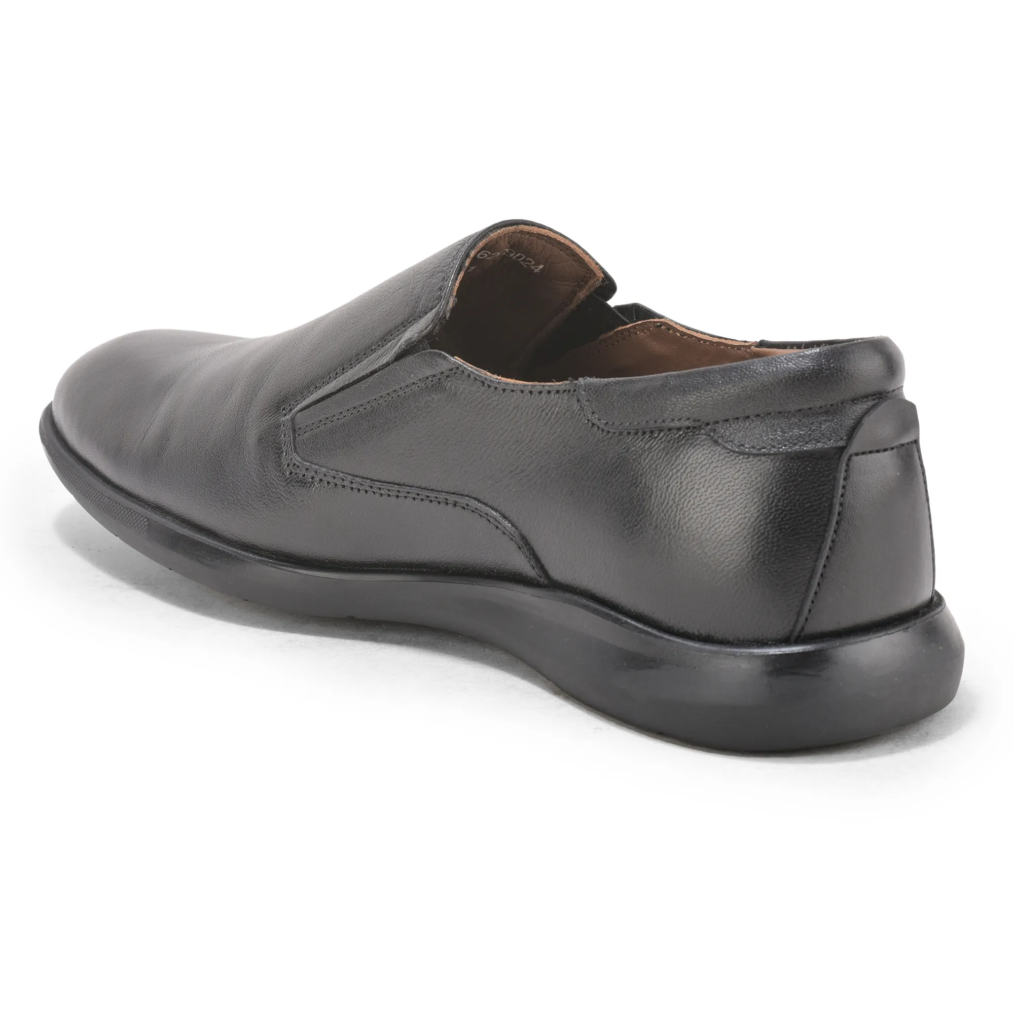 Black Softy Leather Slip On Shoes For Men - Thumbnail 6