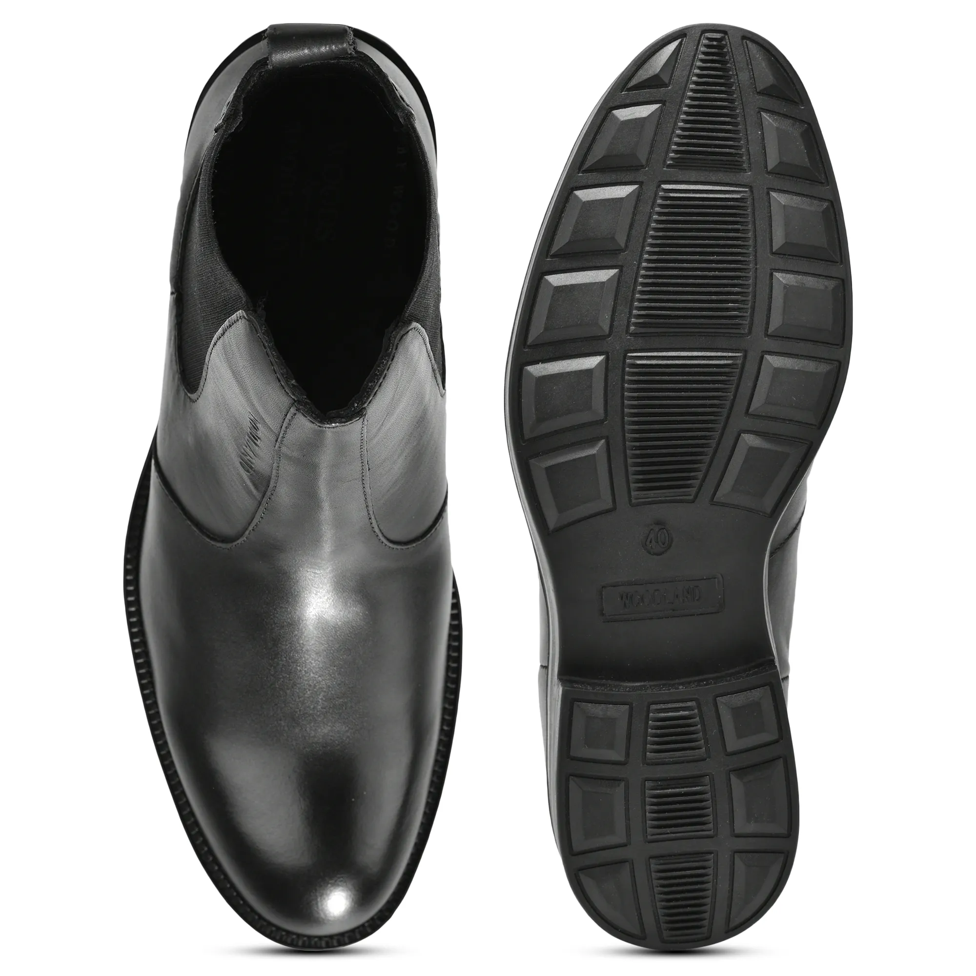 Woodland Men Black Softy Leather Chelsea Boots - Thumbnail 8