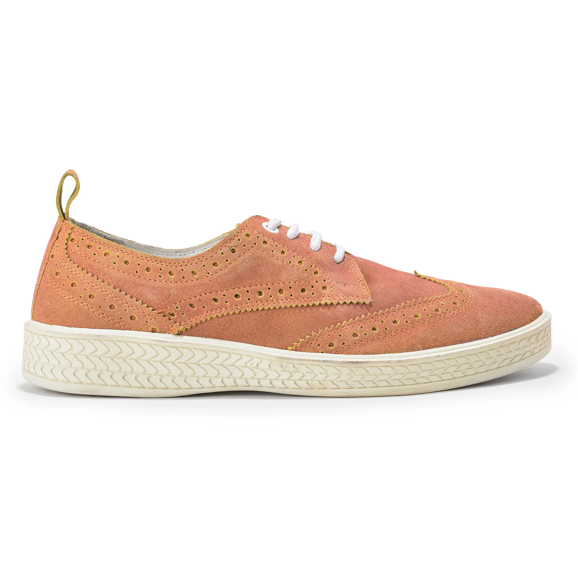 Men Orange Suede Casual Lace-Up Shoes - Thumbnail 2