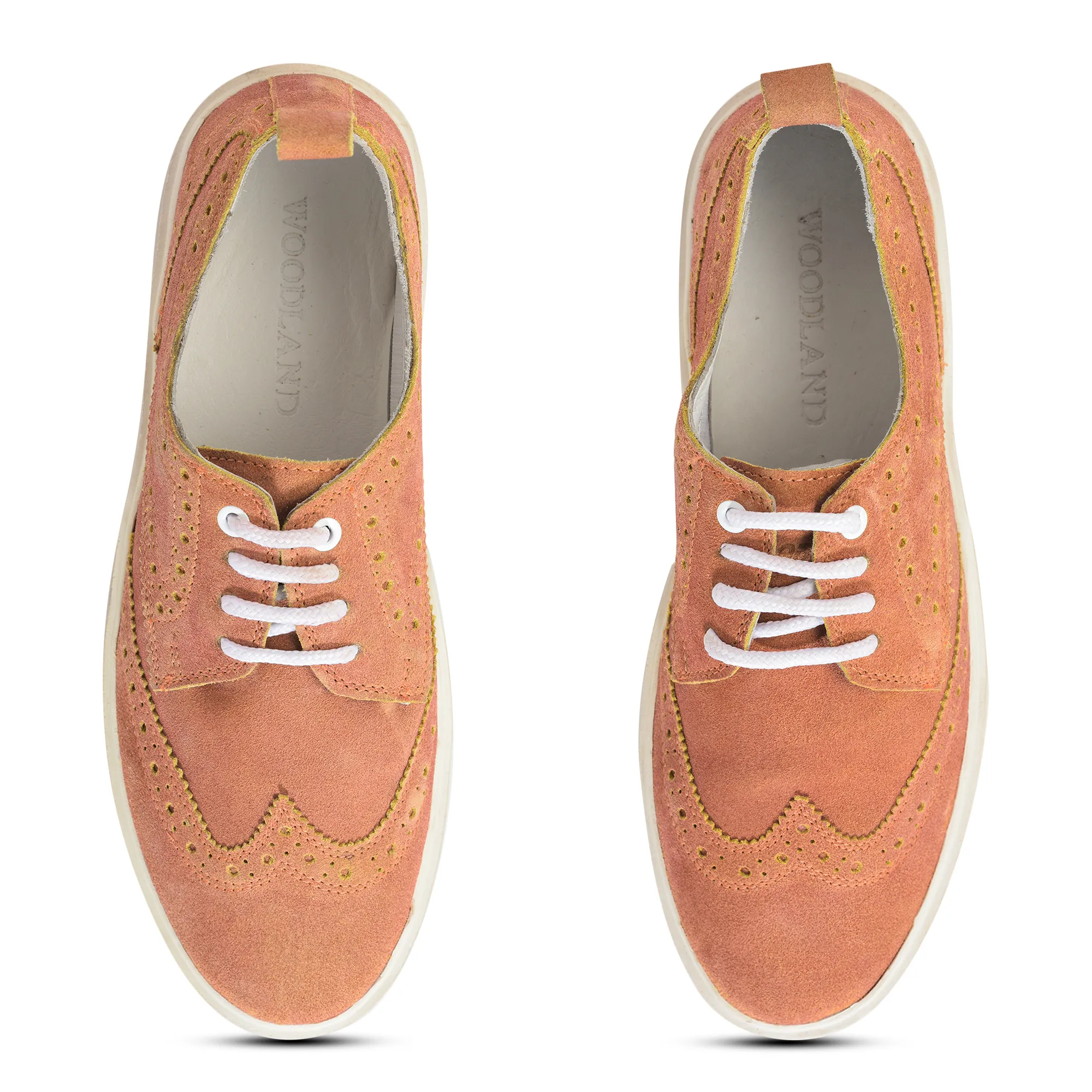 Men Orange Suede Casual Lace-Up Shoes - Thumbnail 5