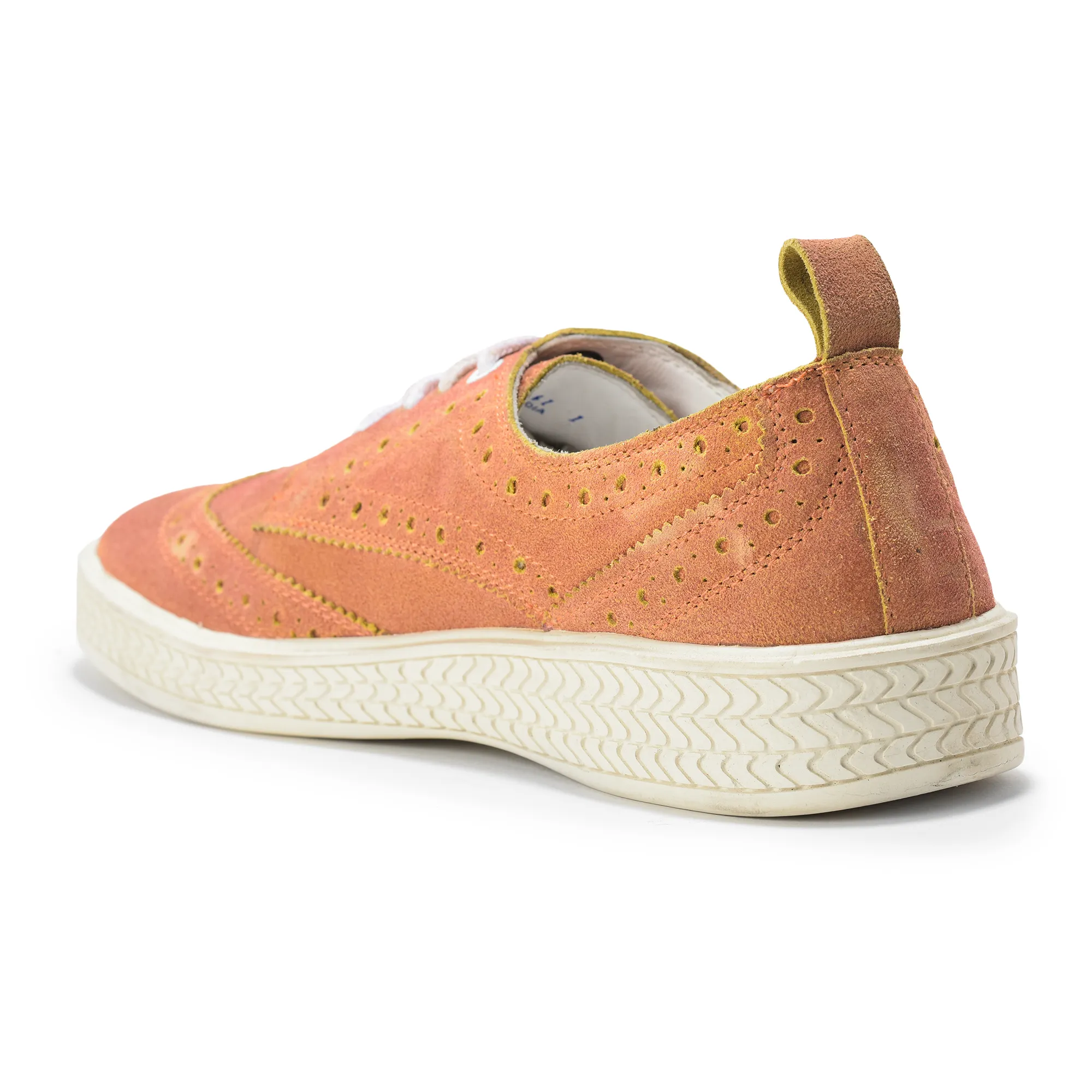 Men Orange Suede Casual Lace-Up Shoes - Thumbnail 7