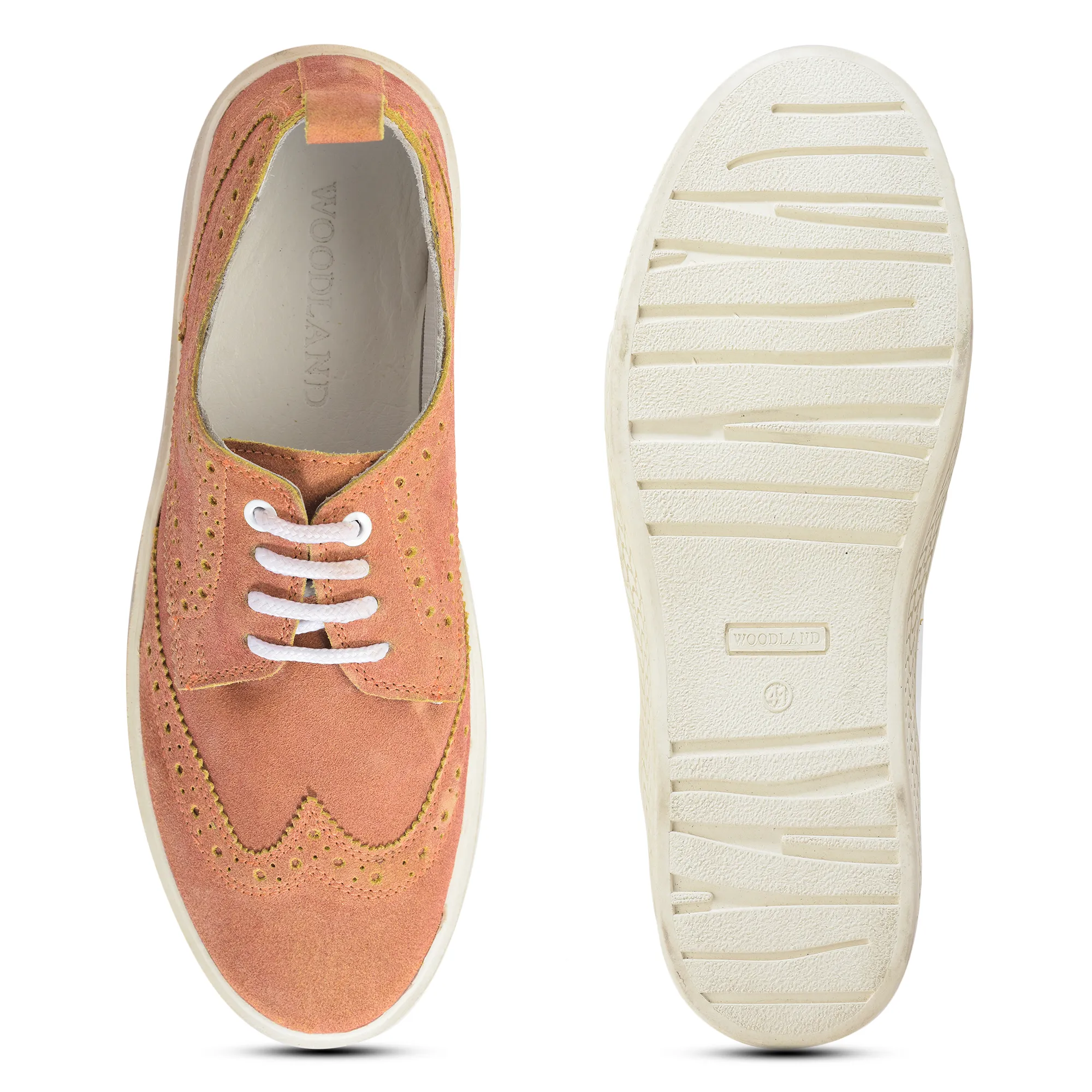 Men Orange Suede Casual Lace-Up Shoes - Thumbnail 9