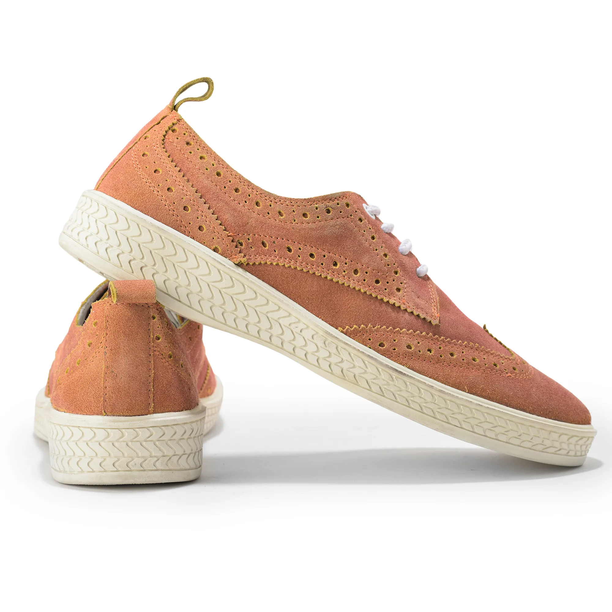 Men Orange Suede Casual Lace-Up Shoes - Thumbnail 10