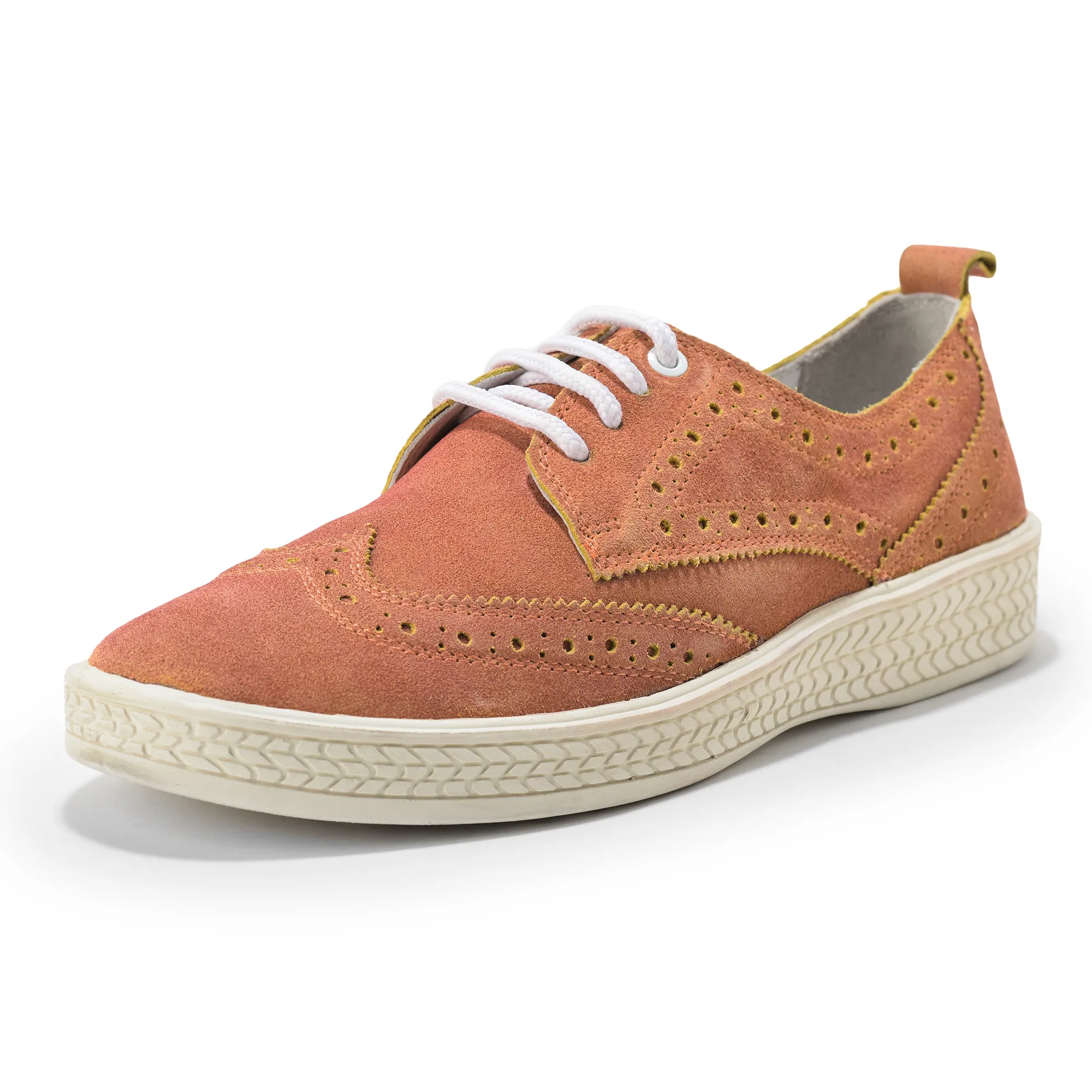 Men Orange Suede Casual Lace-Up Shoes - Thumbnail 11