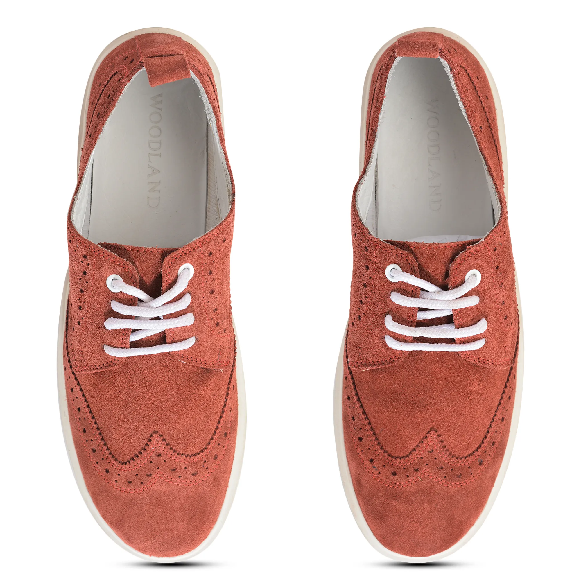 Men Red Suede Casual Lace-Up Shoes - Thumbnail 5