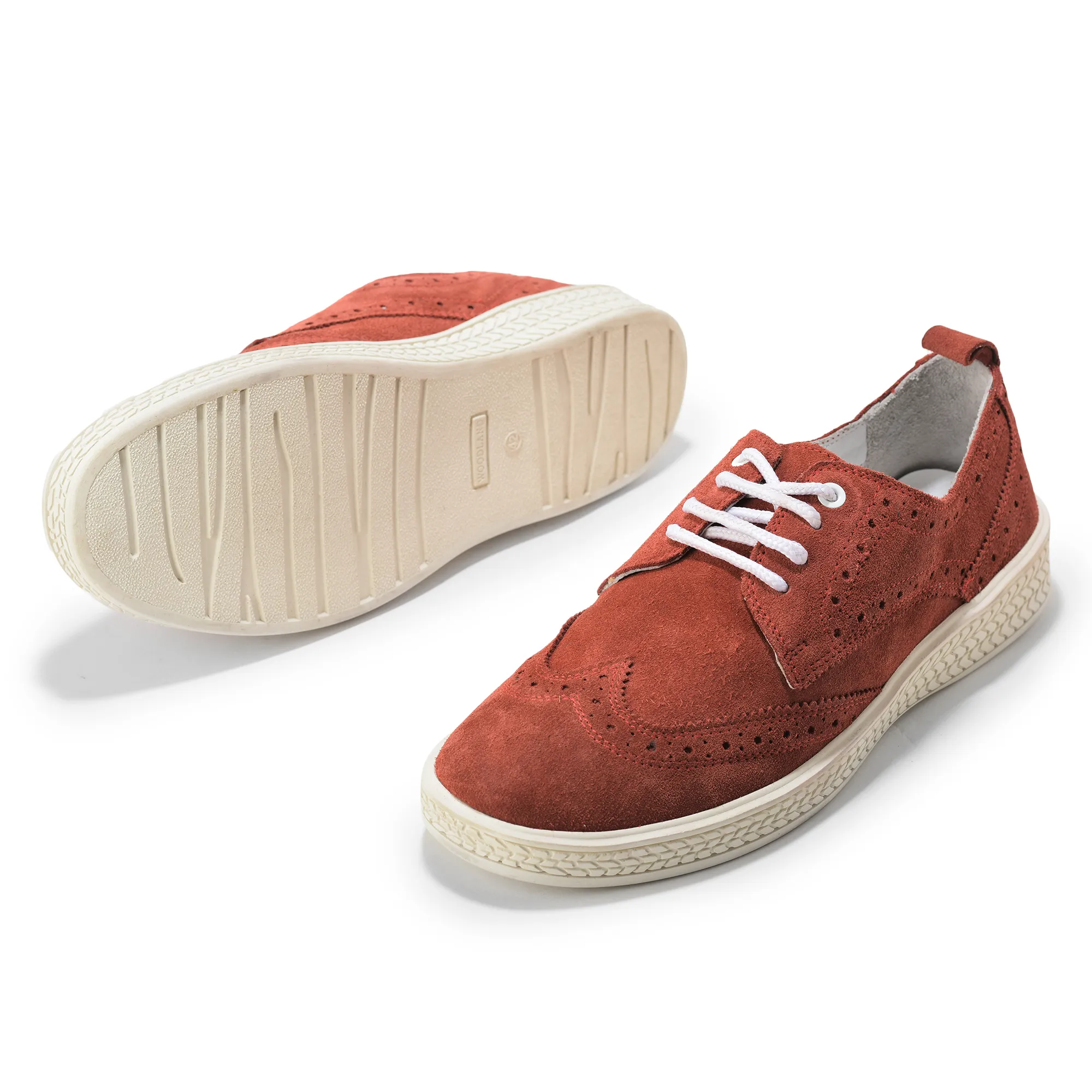 Men Red Suede Casual Lace-Up Shoes - Thumbnail 6