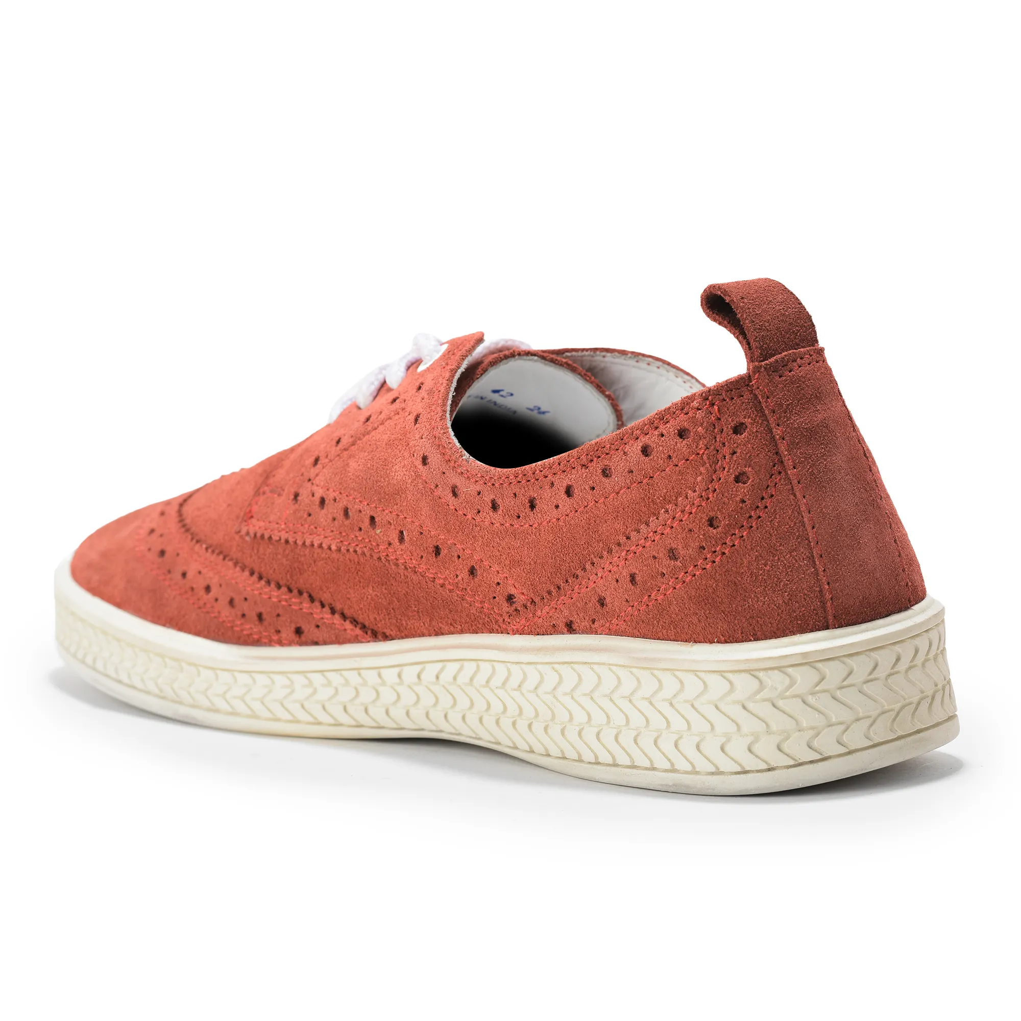 Men Red Suede Casual Lace-Up Shoes - Thumbnail 7