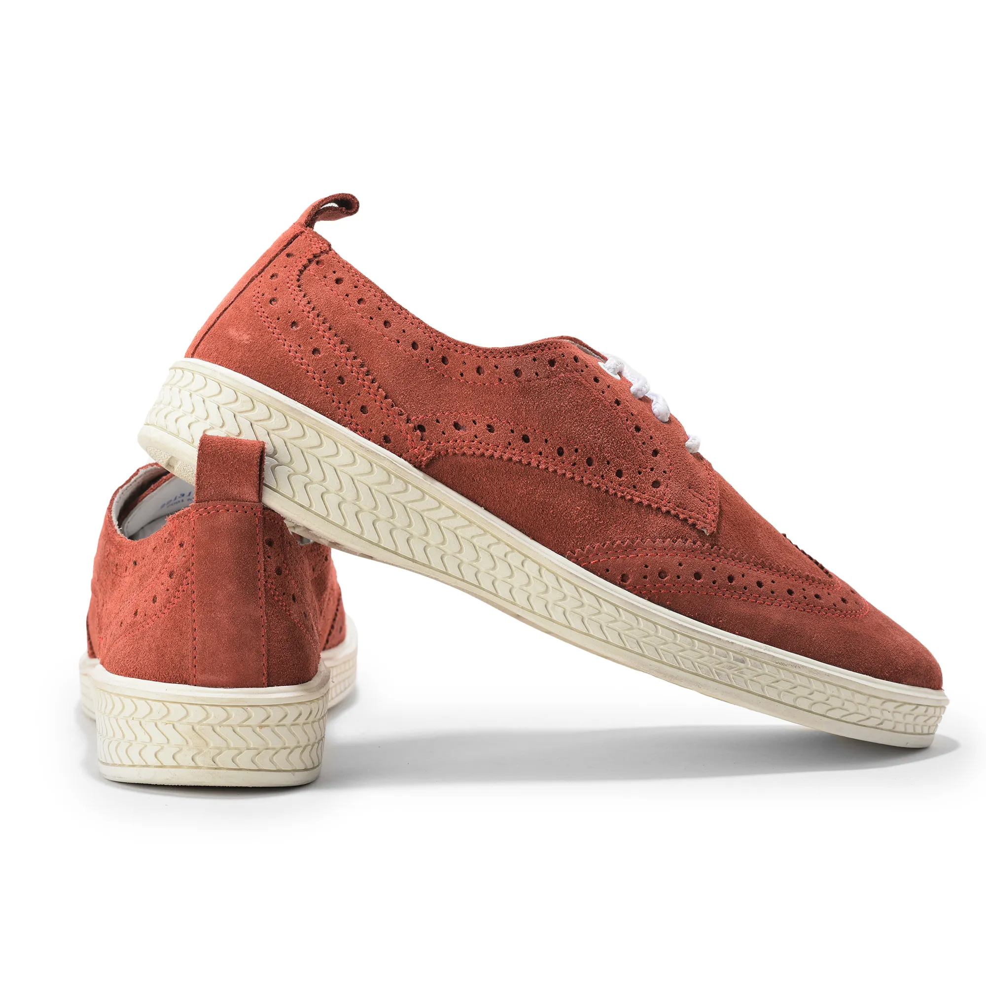 Men Red Suede Casual Lace-Up Shoes - Thumbnail 10