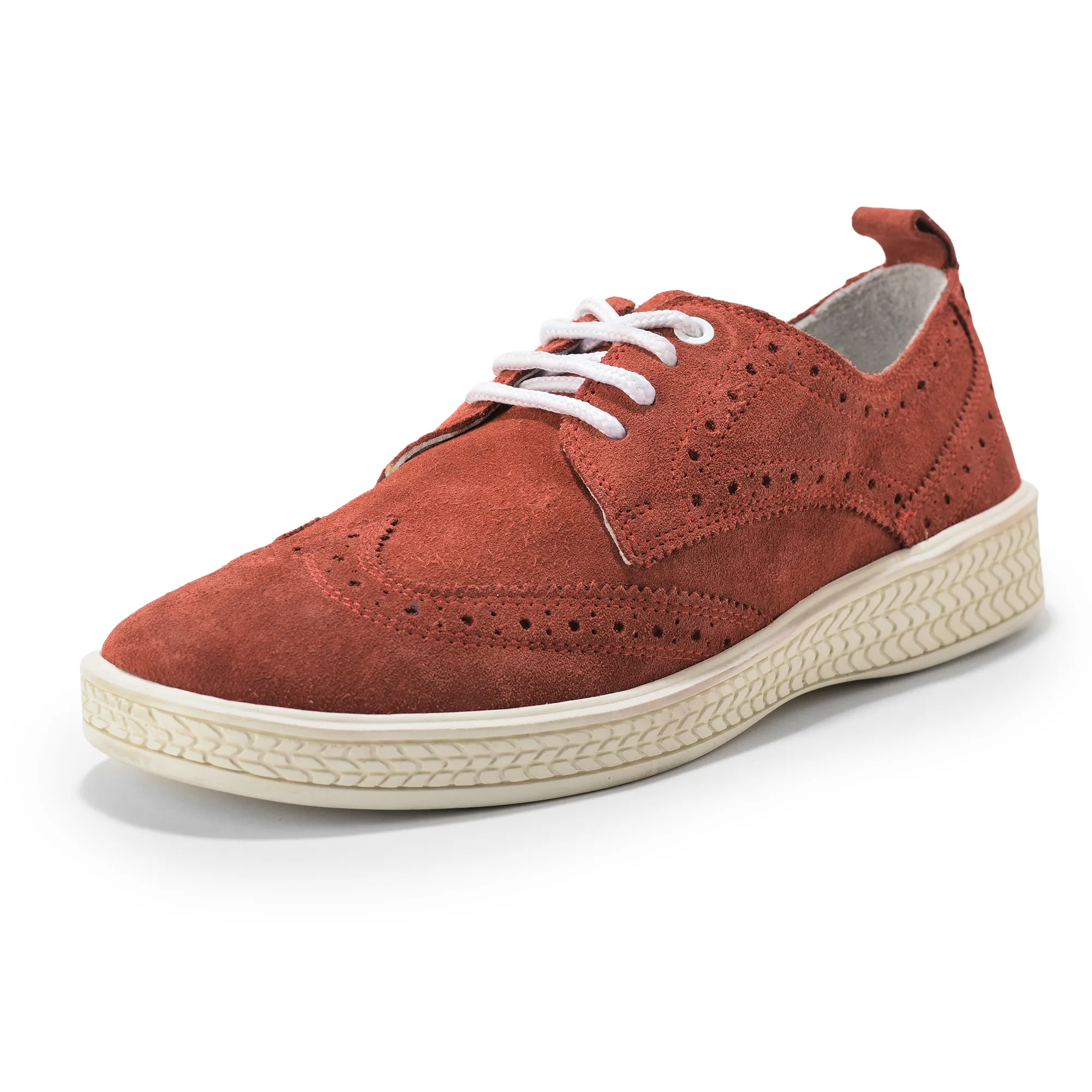 Men Red Suede Casual Lace-Up Shoes - Thumbnail 11