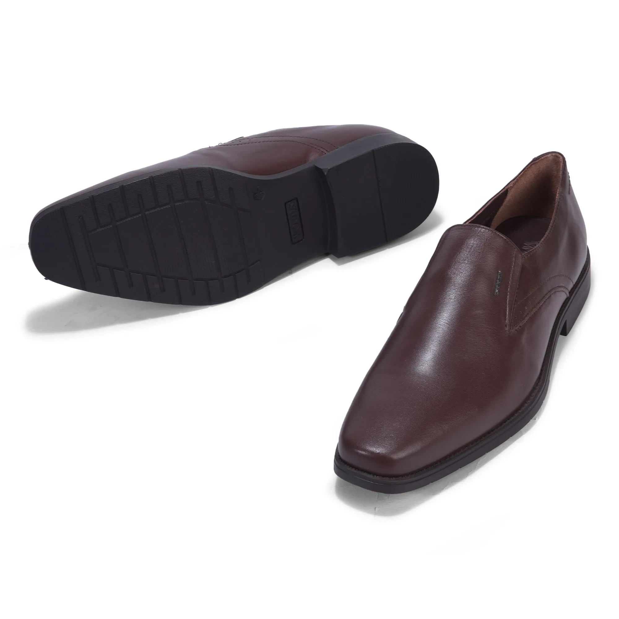 Red brown slip-on shoes for men - Thumbnail 4