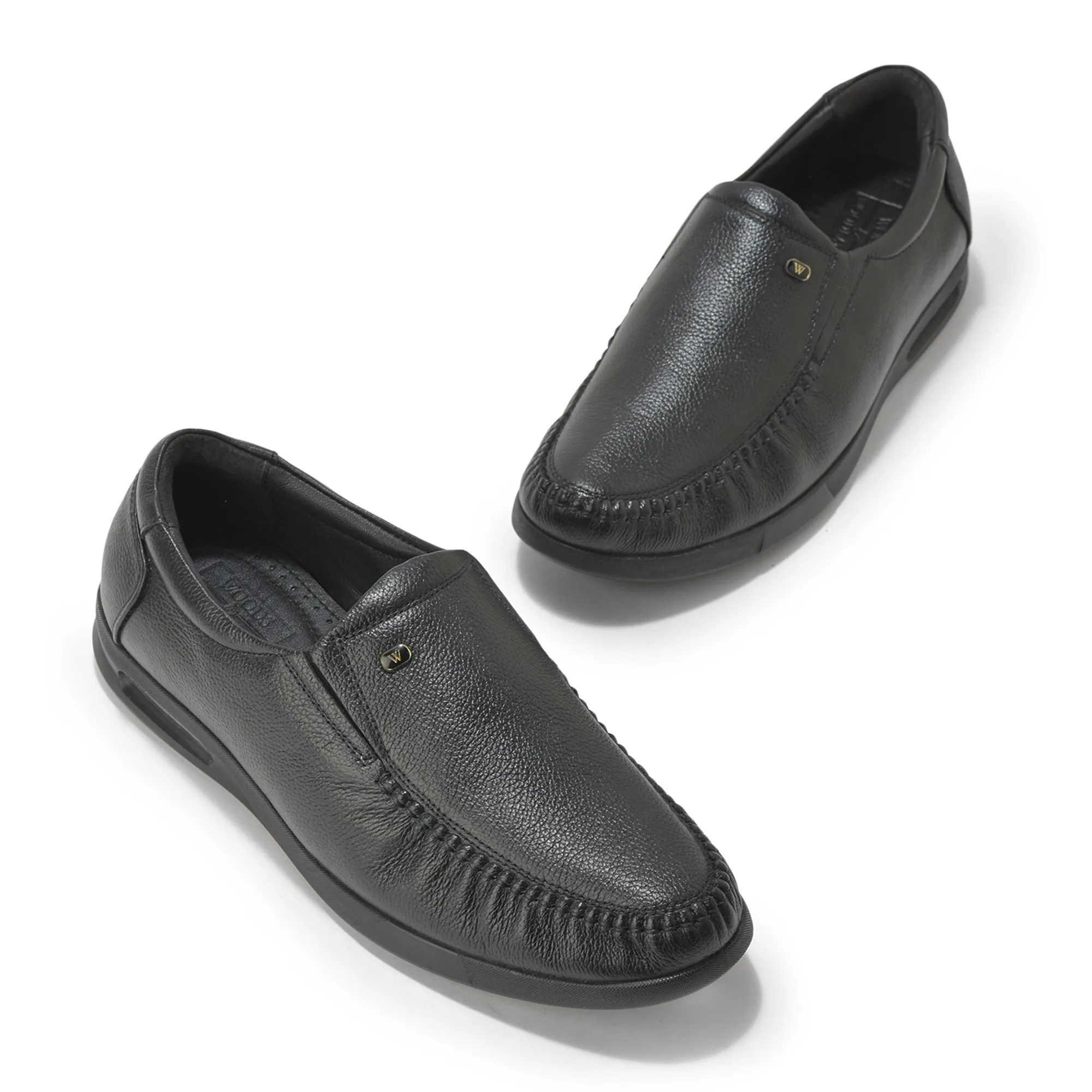 Woodland Men’S Black Leather Formal Slip-On Shoes - Thumbnail 4