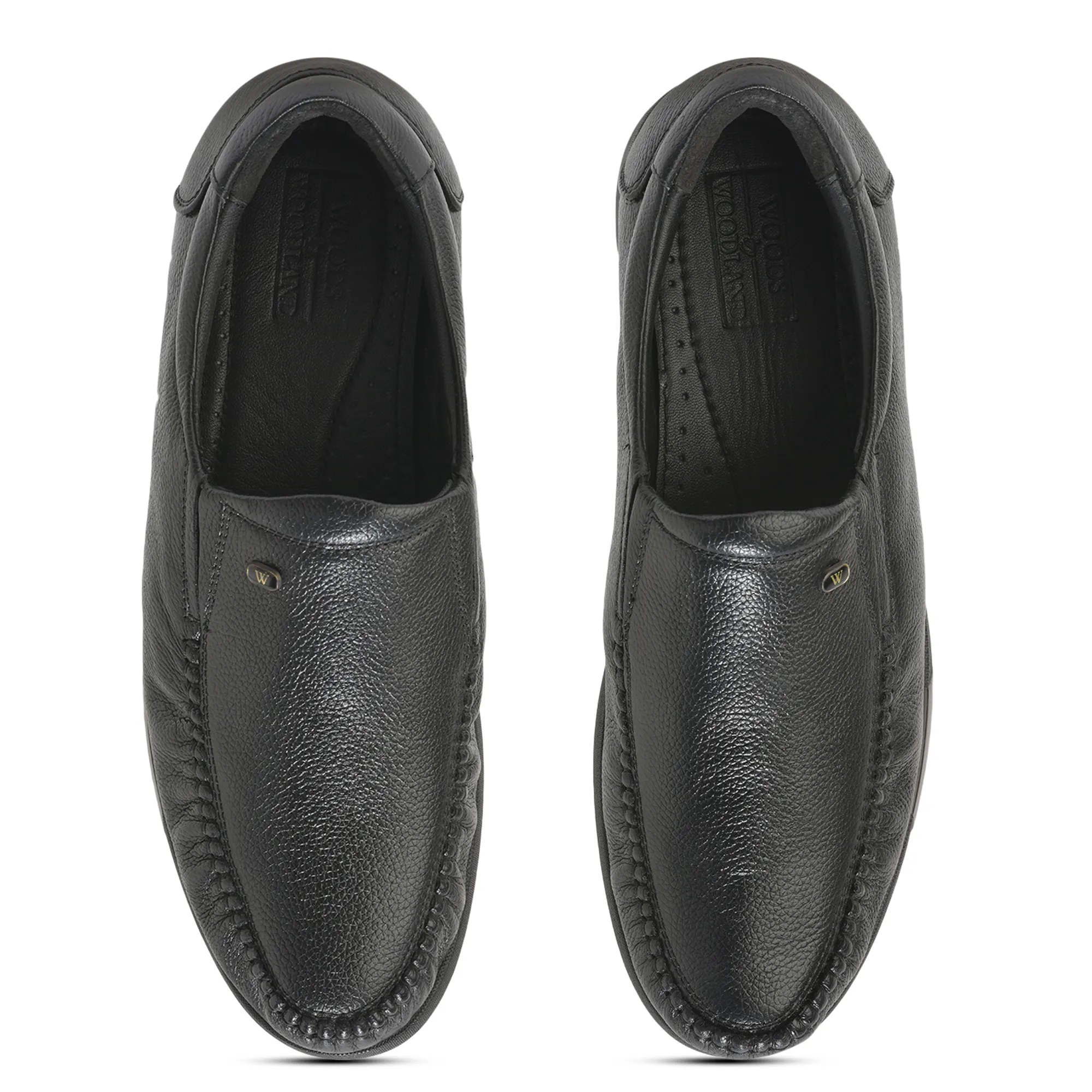 Woodland Men’S Black Leather Formal Slip-On Shoes - Thumbnail 5