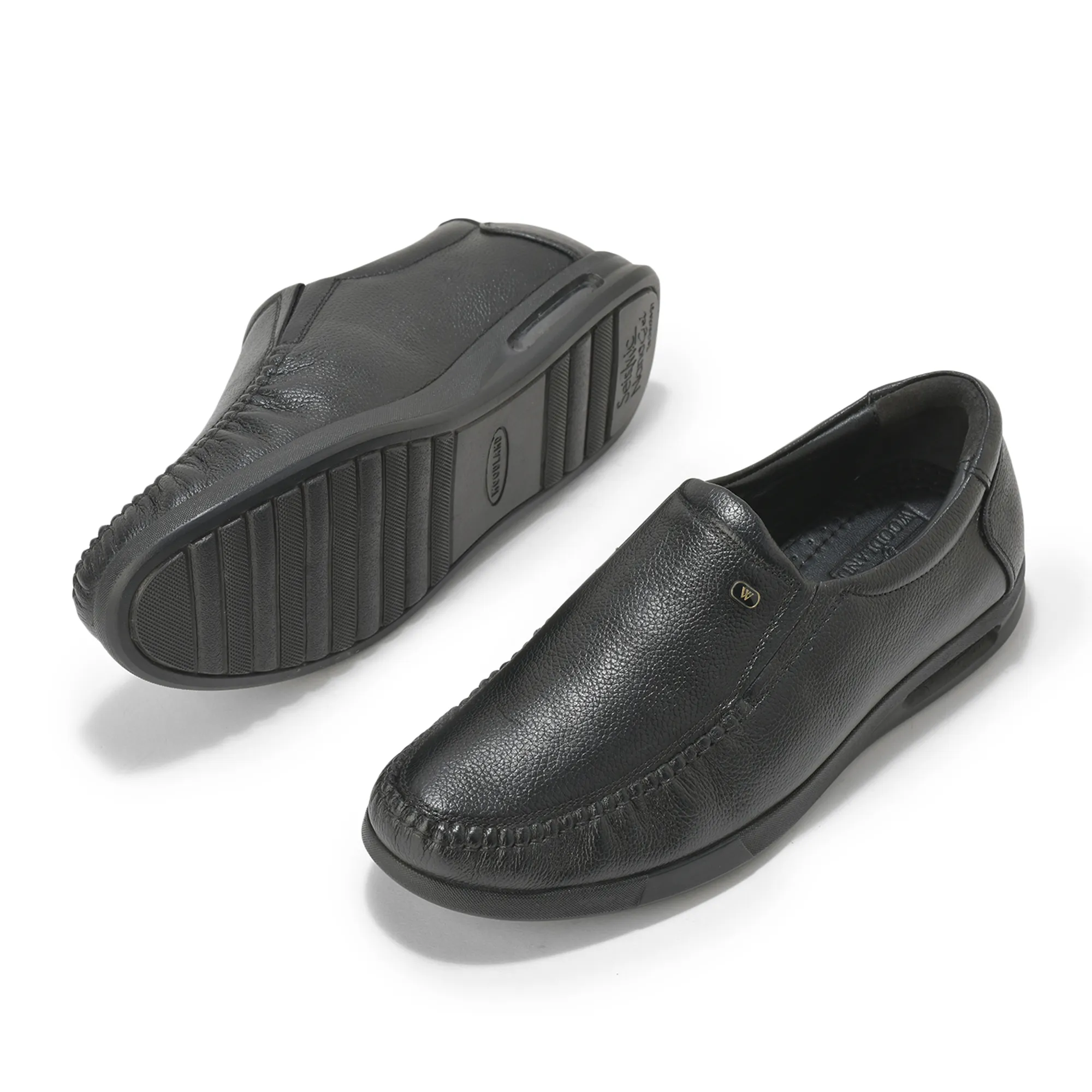 Woodland Men’S Black Leather Formal Slip-On Shoes - Thumbnail 6