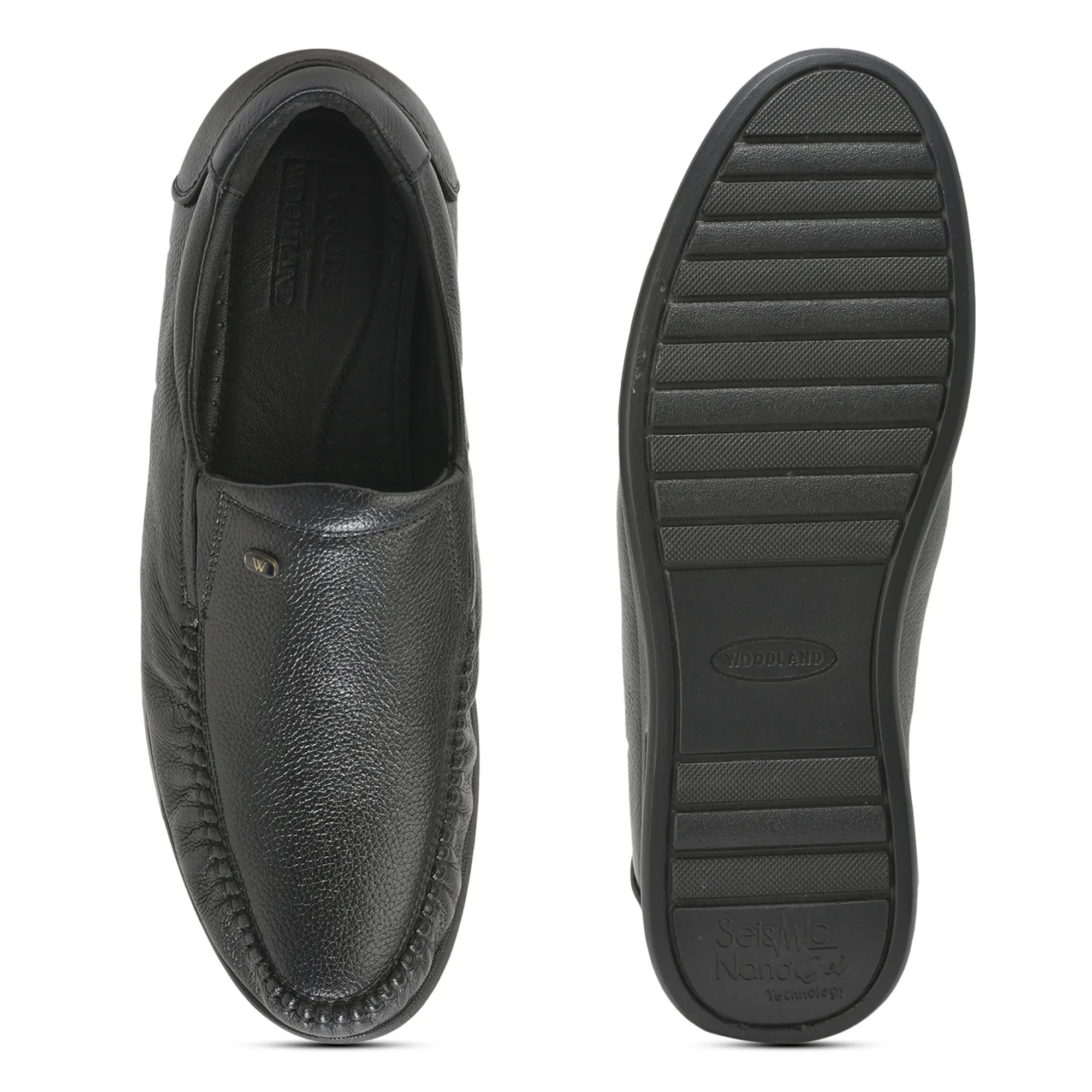 Woodland Men’S Black Leather Formal Slip-On Shoes - Thumbnail 9