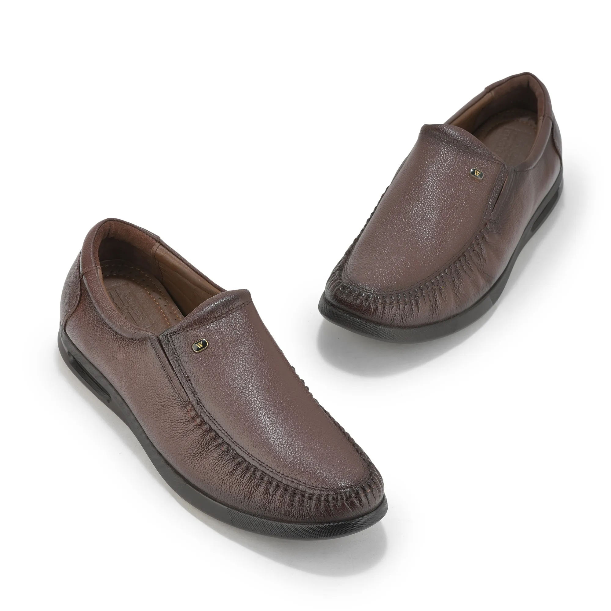 Woodland Men'S Burgandy Leather Formal Slip-On Shoes - Thumbnail 4