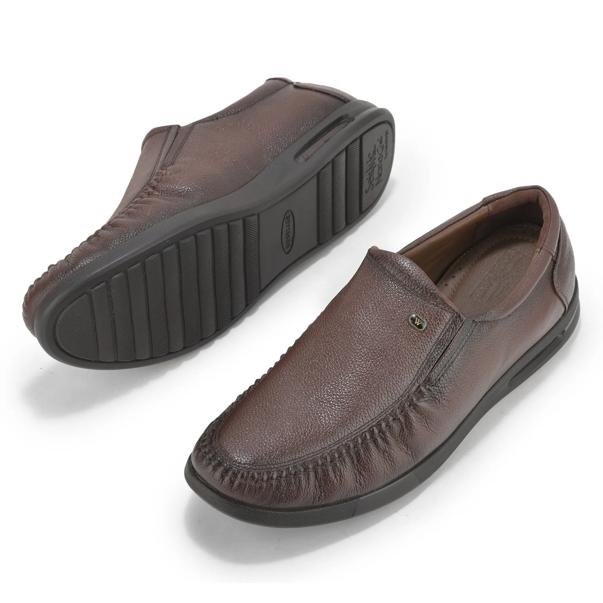 Woodland Men'S Burgandy Leather Formal Slip-On Shoes - Thumbnail 6