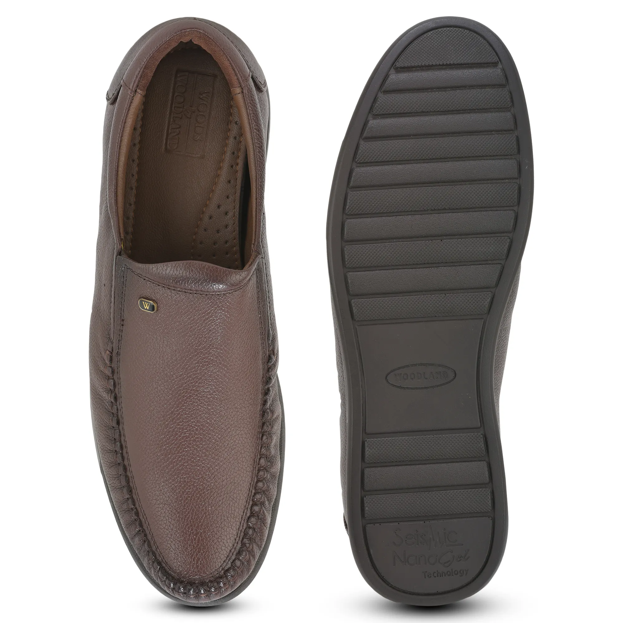 Woodland Men'S Burgandy Leather Formal Slip-On Shoes - Thumbnail 9
