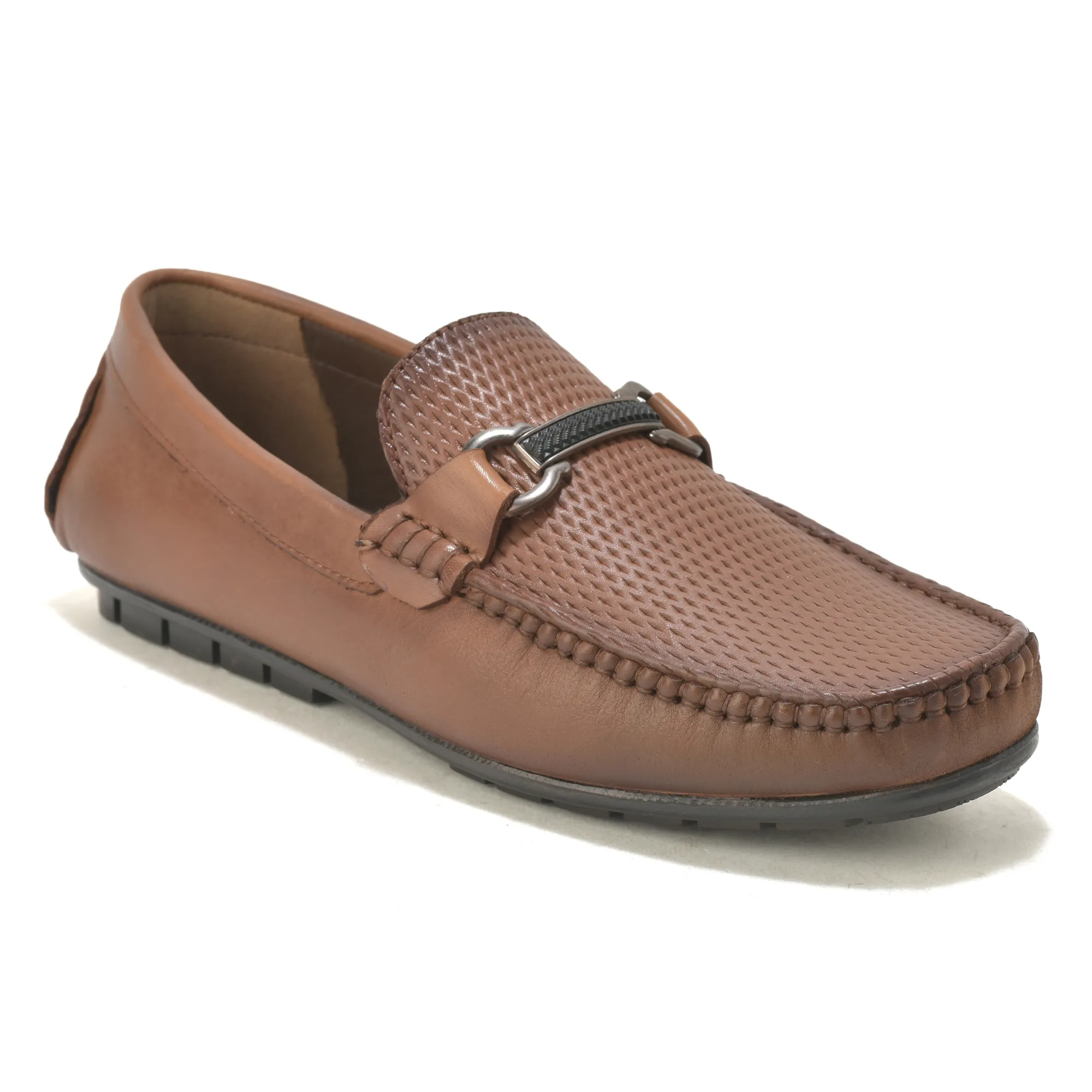 Classic formal tan slip-on shoes for men - Thumbnail 3