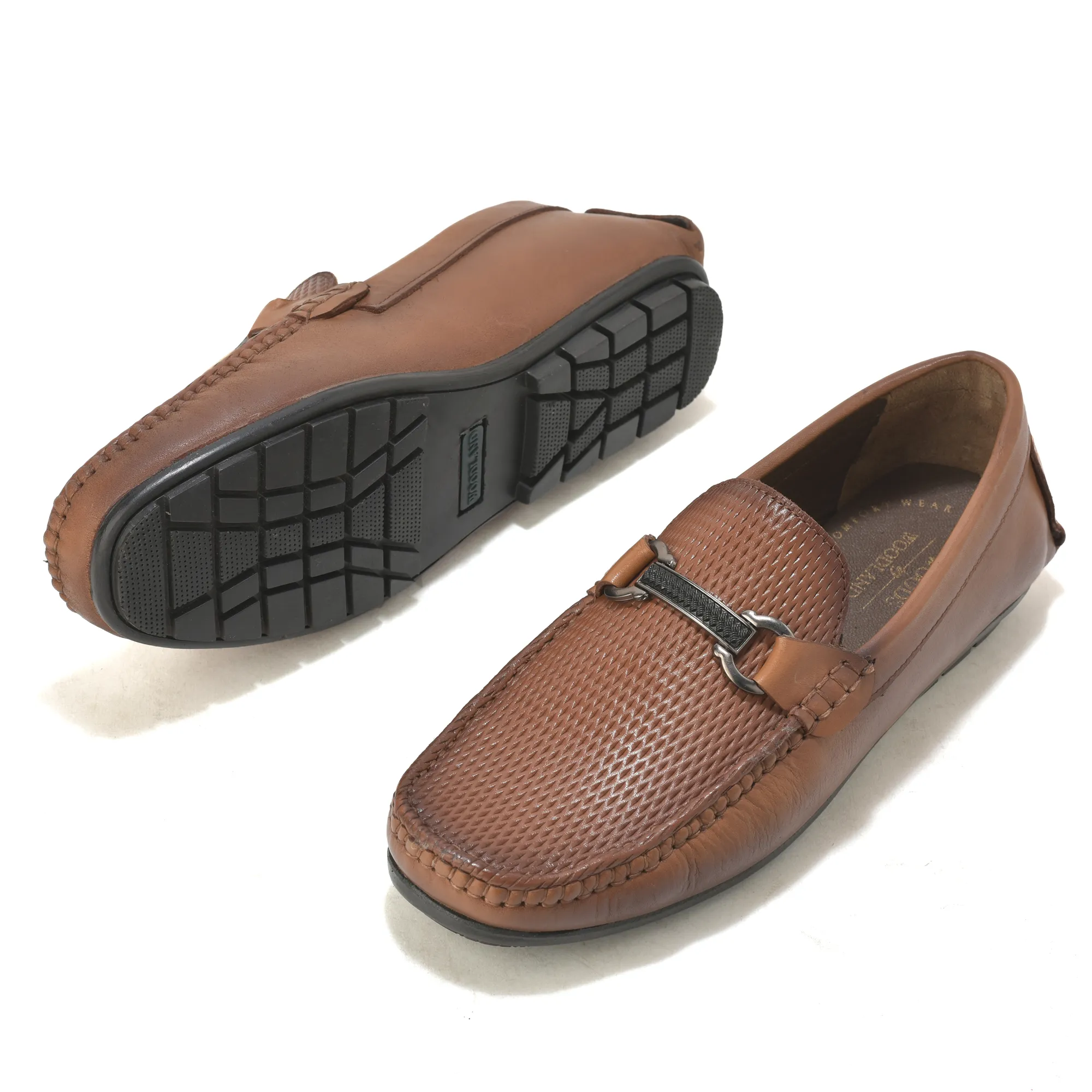Classic formal tan slip-on shoes for men - Thumbnail 6