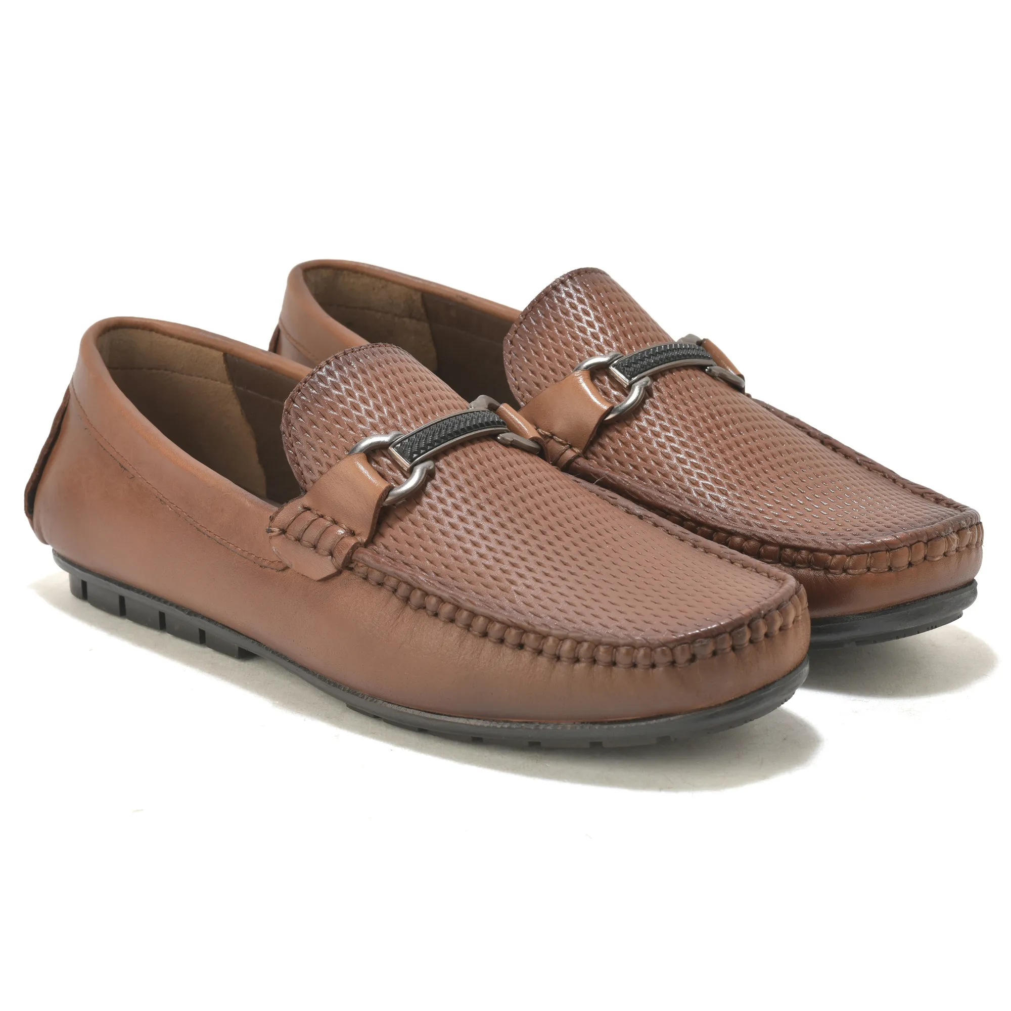 Classic formal tan slip-on shoes for men - Thumbnail 8