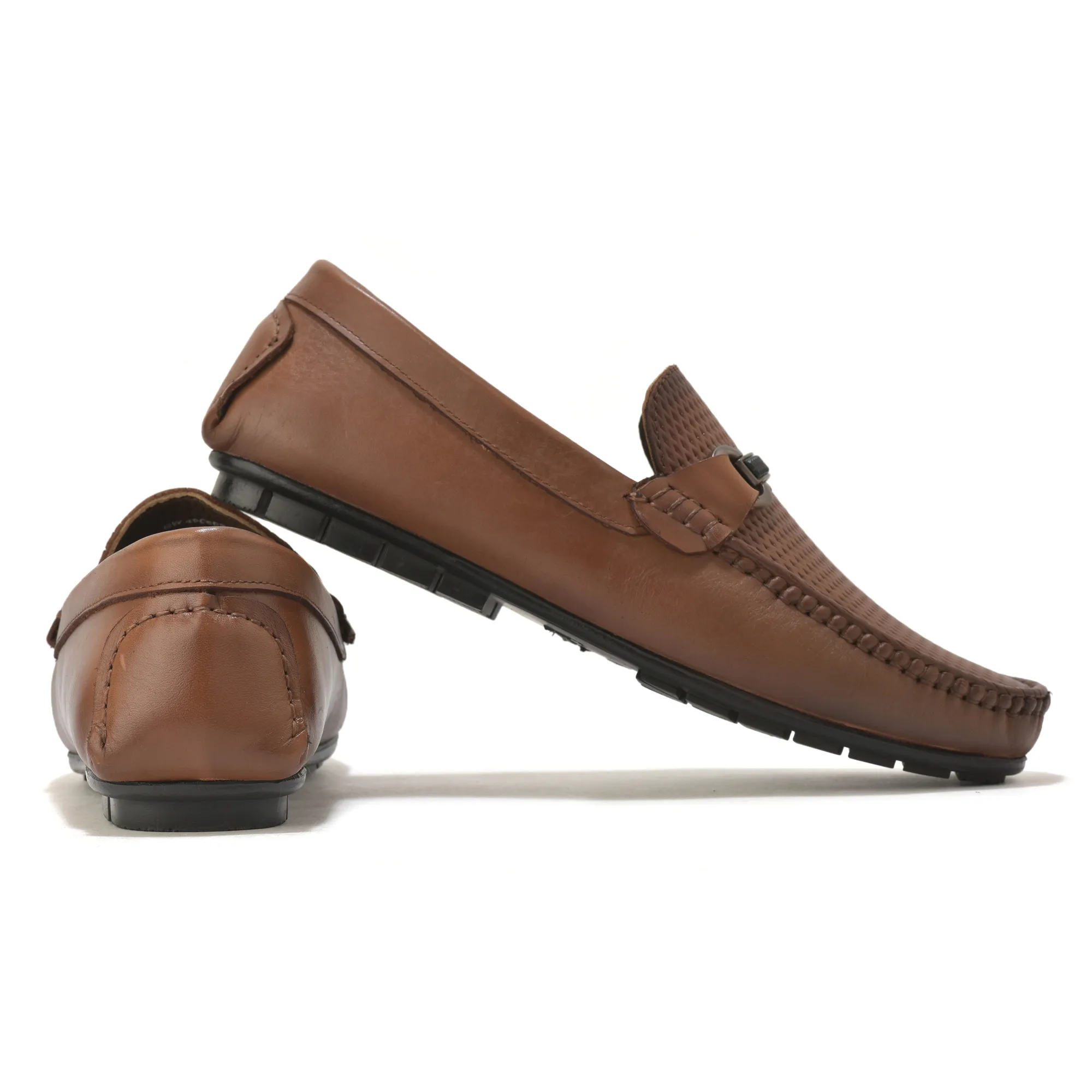 Classic formal tan slip-on shoes for men - Thumbnail 10