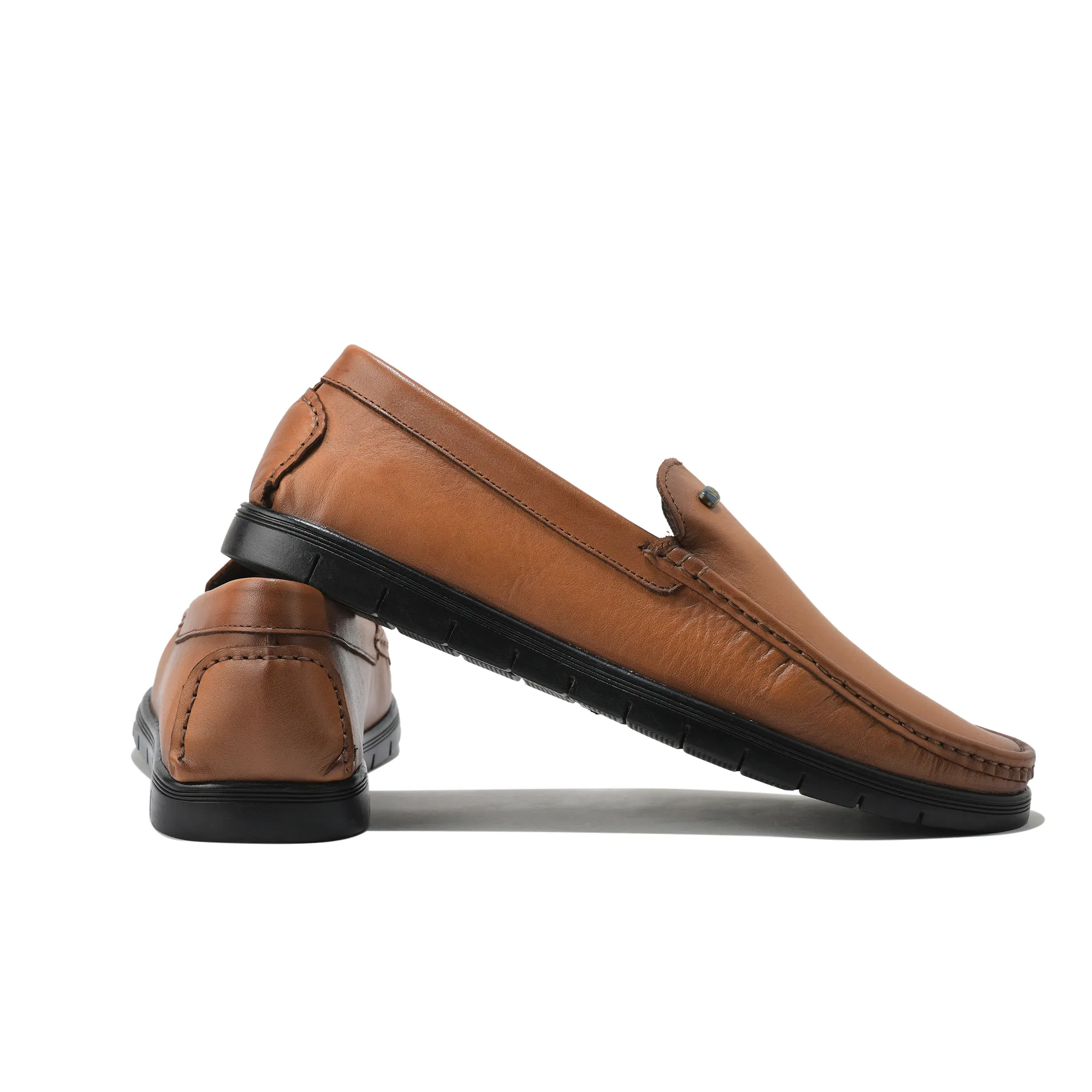 Men Tan Softy Crust Leather Slip-On Classics - Thumbnail 10