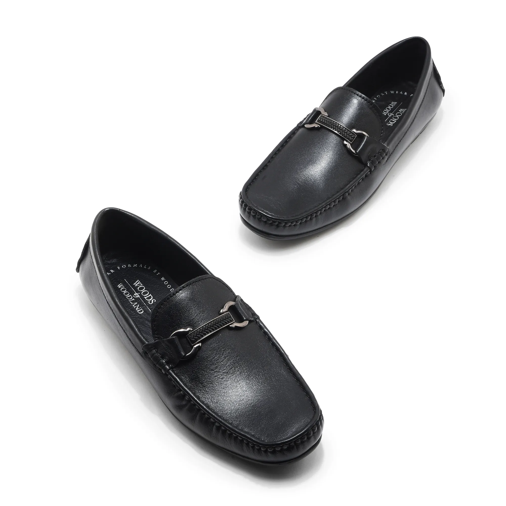 Woodland Black Slip on Leather Shoes For Men - Thumbnail 2
