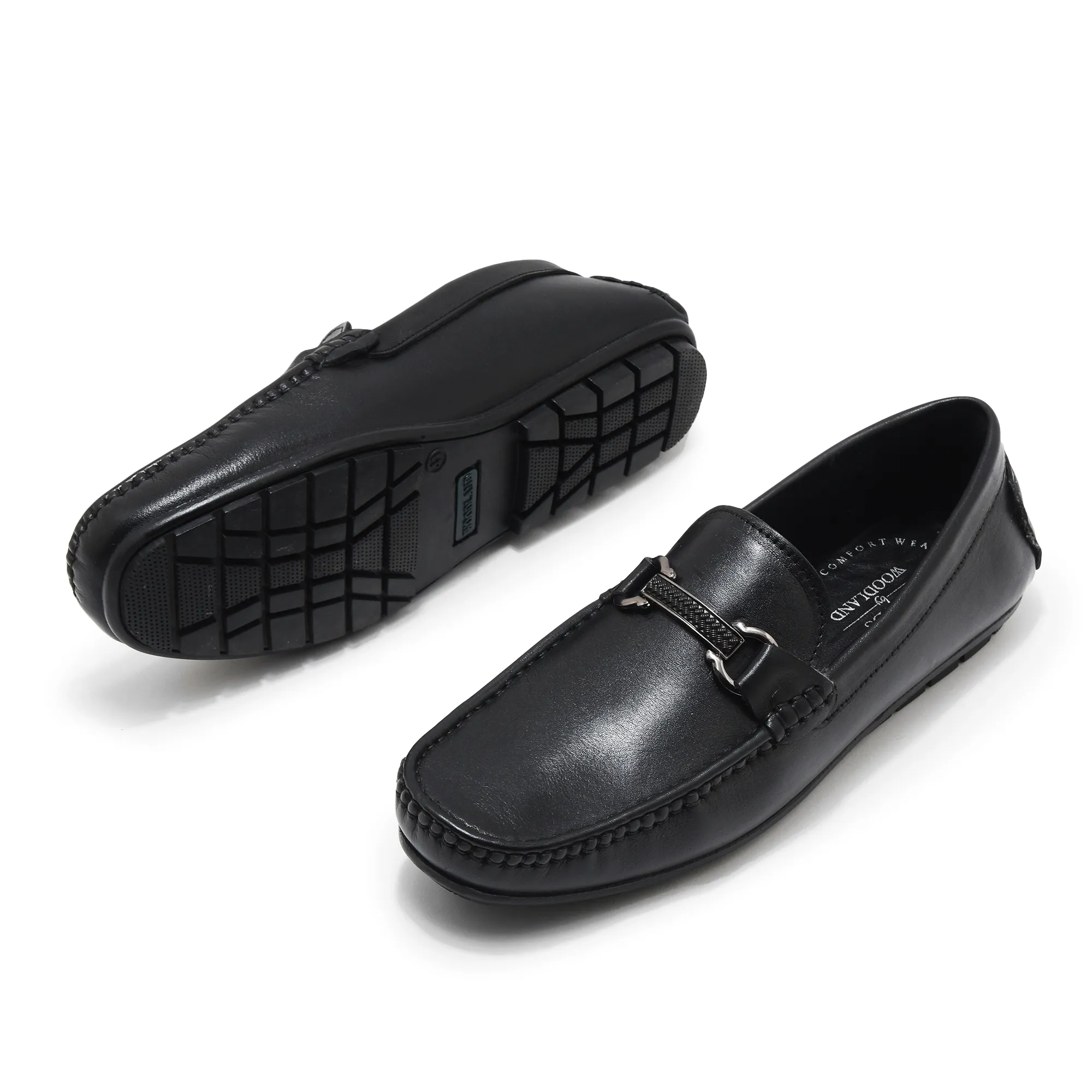Woodland Black Slip on Leather Shoes For Men - Thumbnail 5