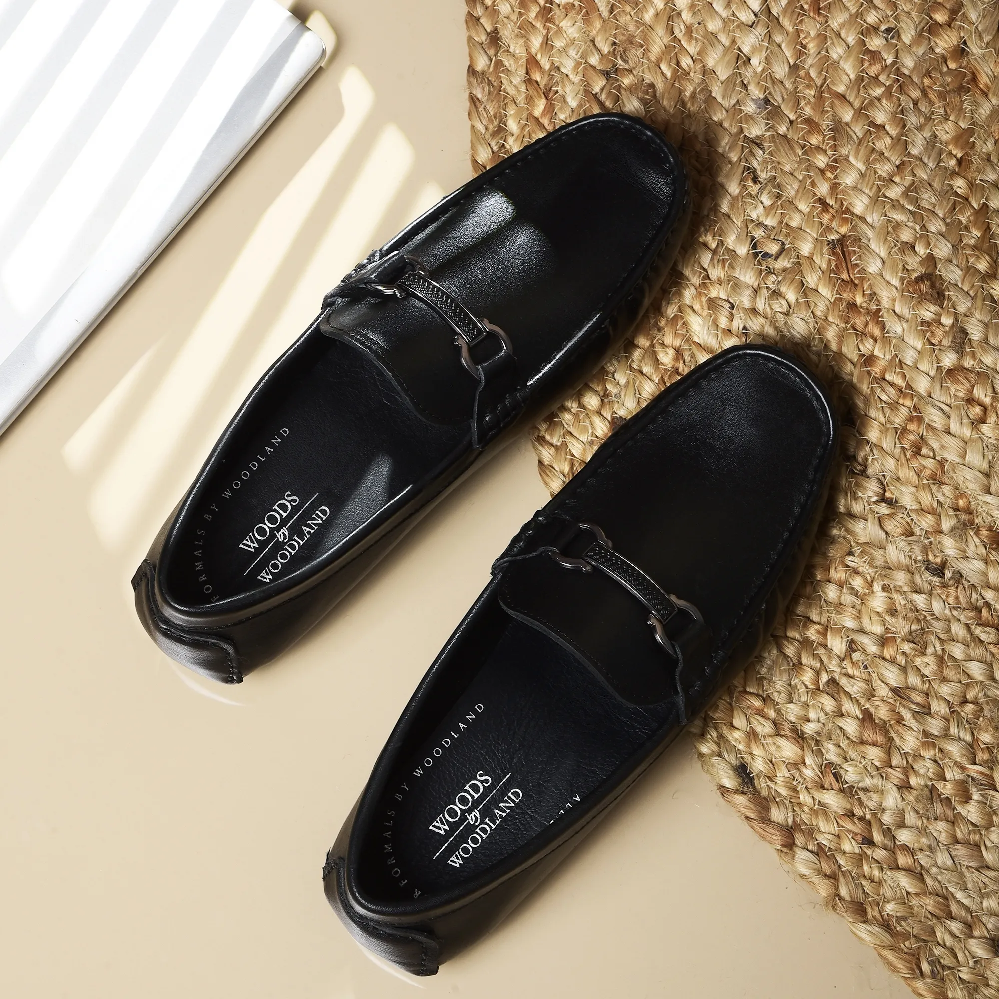 Woodland Black Slip on Leather Shoes For Men - Thumbnail 9