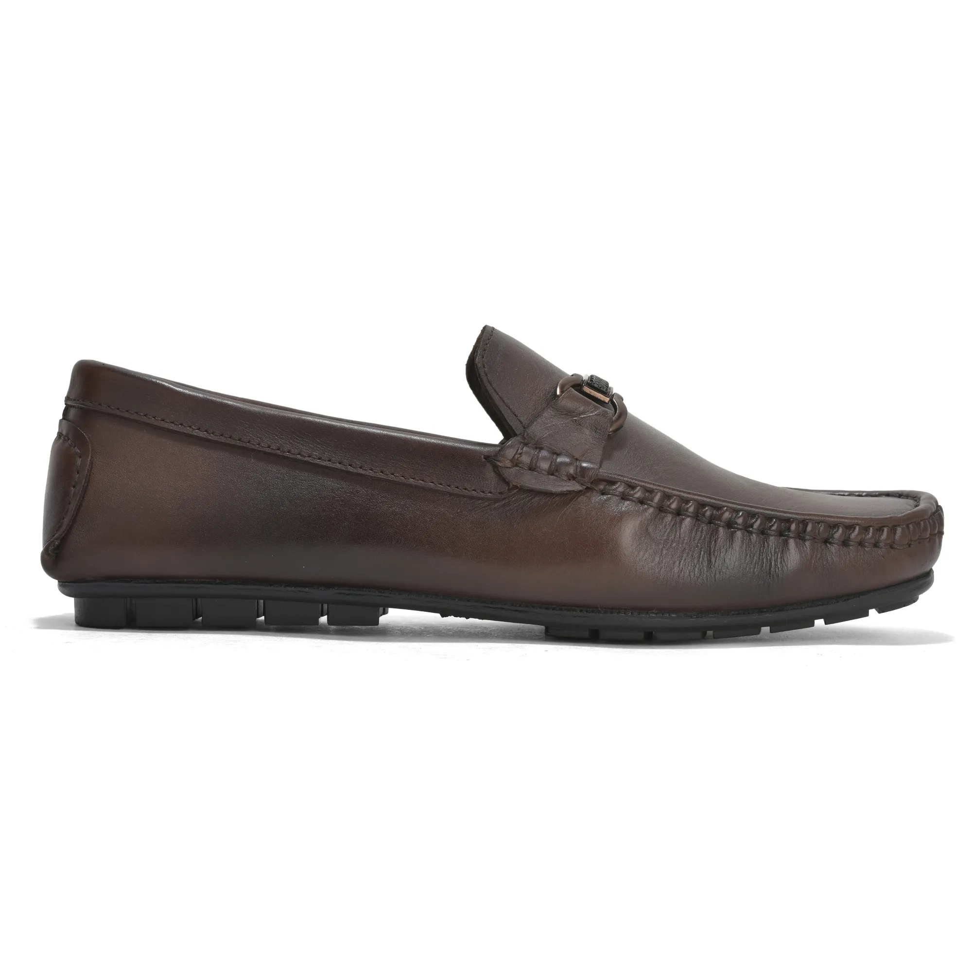 Woodland Brown Slip on Leather Shoes For Men - Thumbnail 2