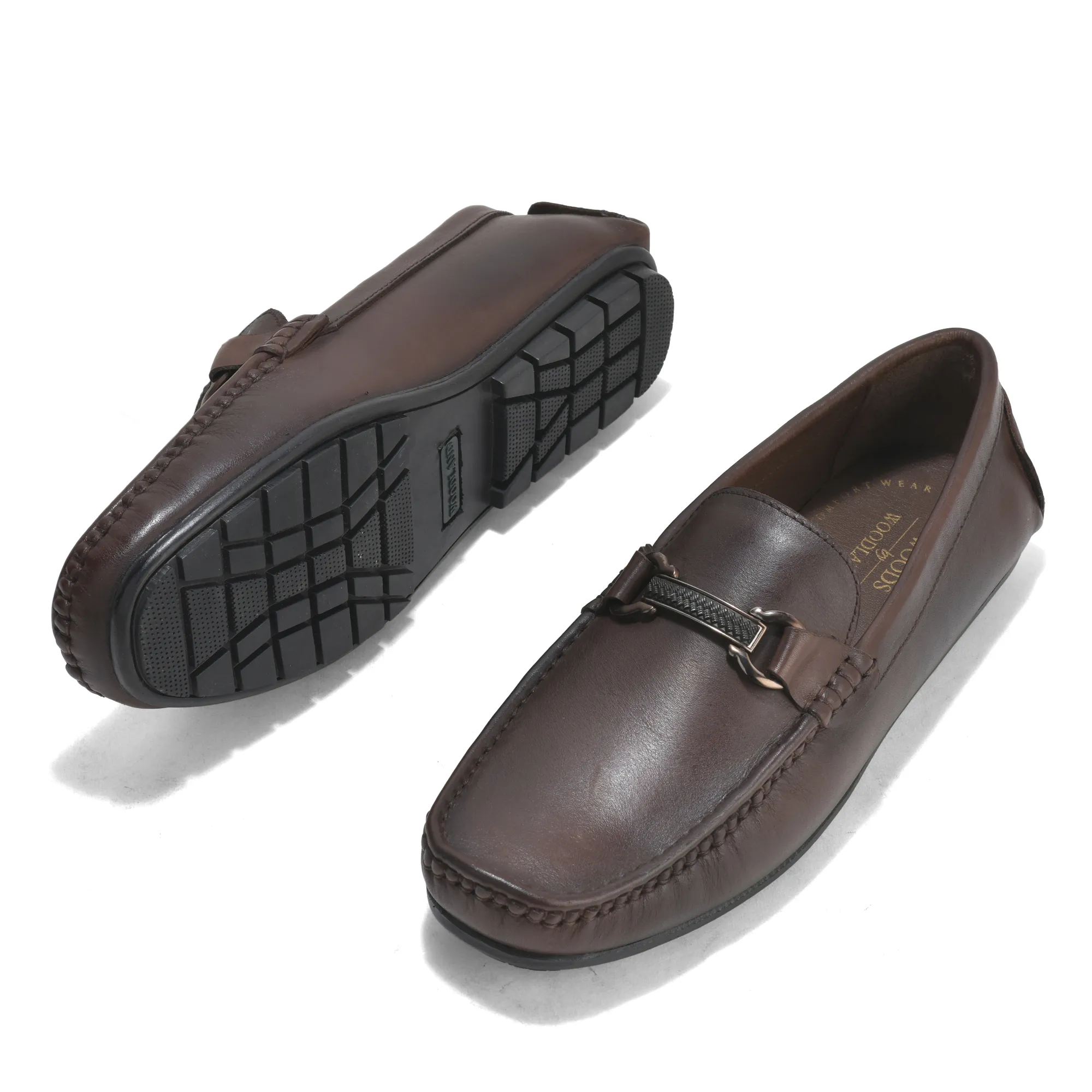 Woodland Brown Slip on Leather Shoes For Men - Thumbnail 6