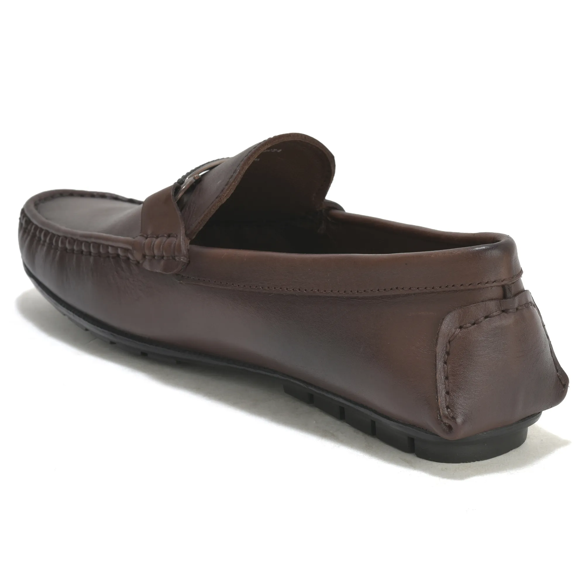 Woodland Brown Slip on Leather Shoes For Men - Thumbnail 7