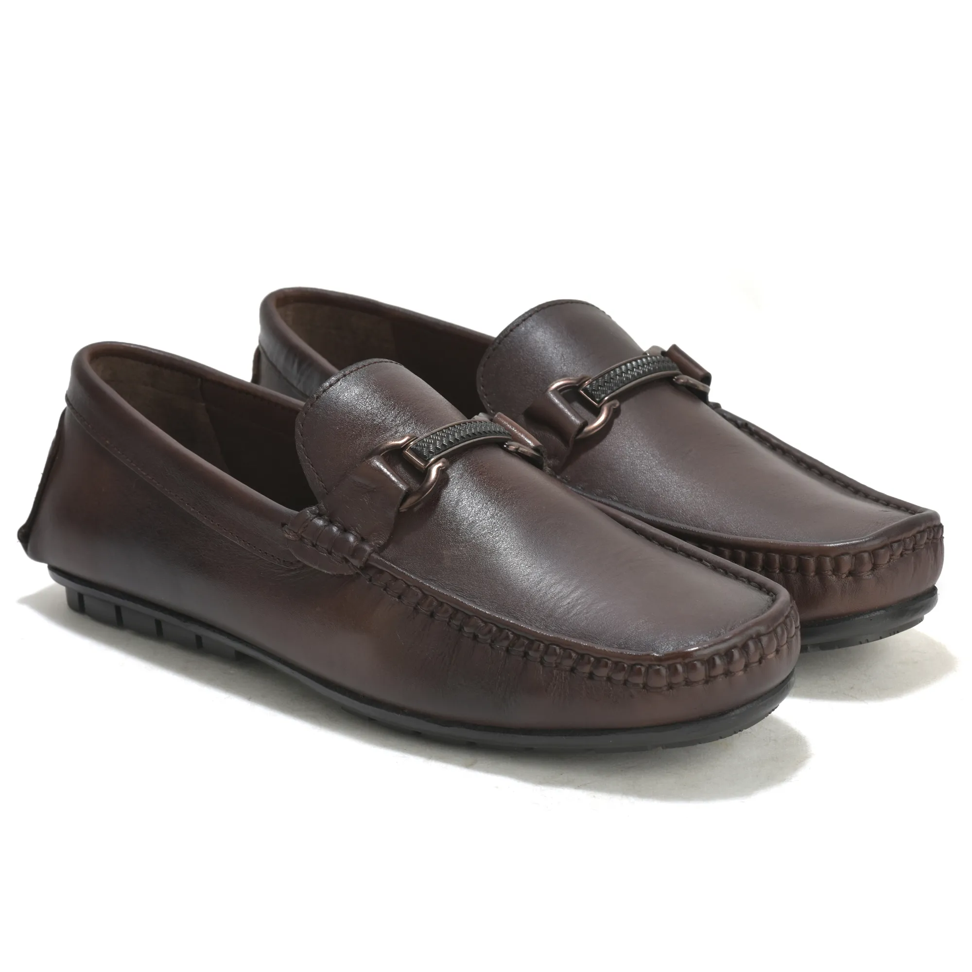 Woodland Brown Slip on Leather Shoes For Men - Thumbnail 8