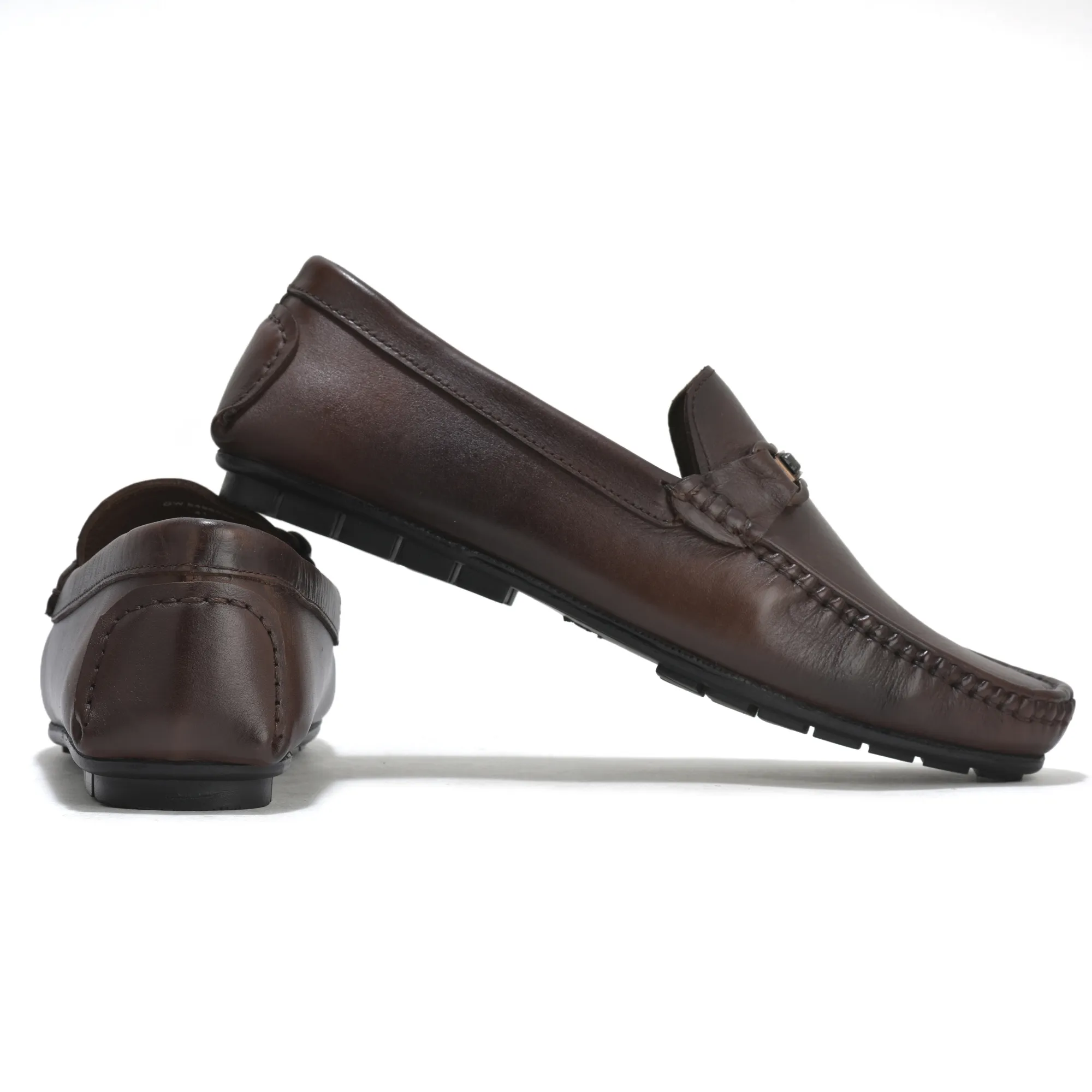 Woodland Brown Slip on Leather Shoes For Men - Thumbnail 10