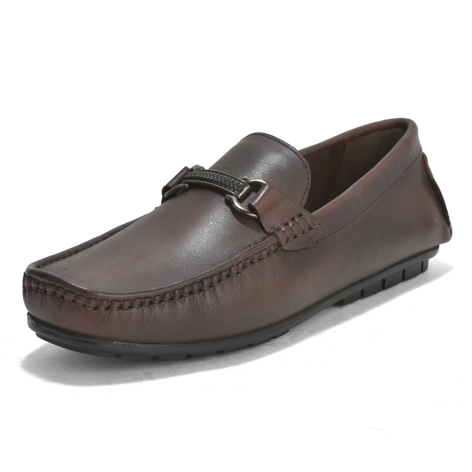 Woodland Brown Slip on Leather Shoes For Men - Thumbnail 11