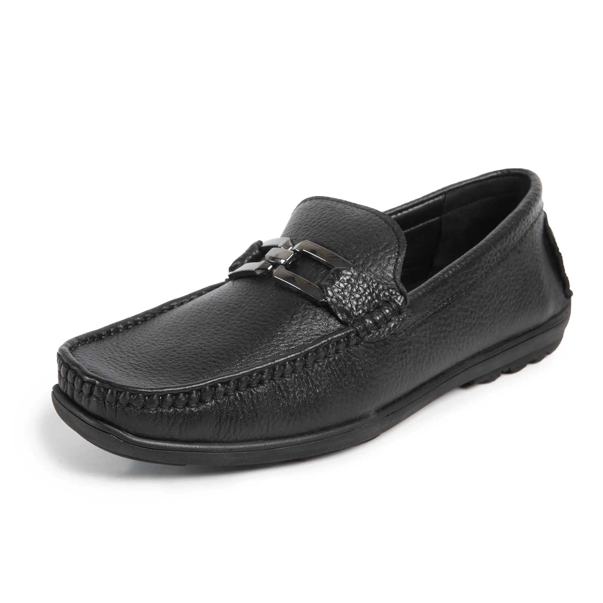 Men Black Softy Leather Classic Slip-On Shoes 11