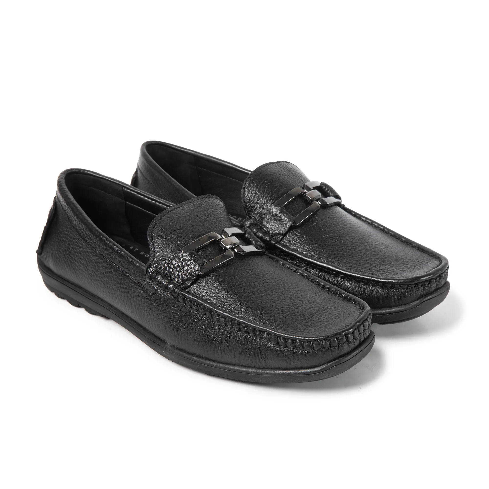 Men Black Softy Leather Classic Slip-On Shoes 8
