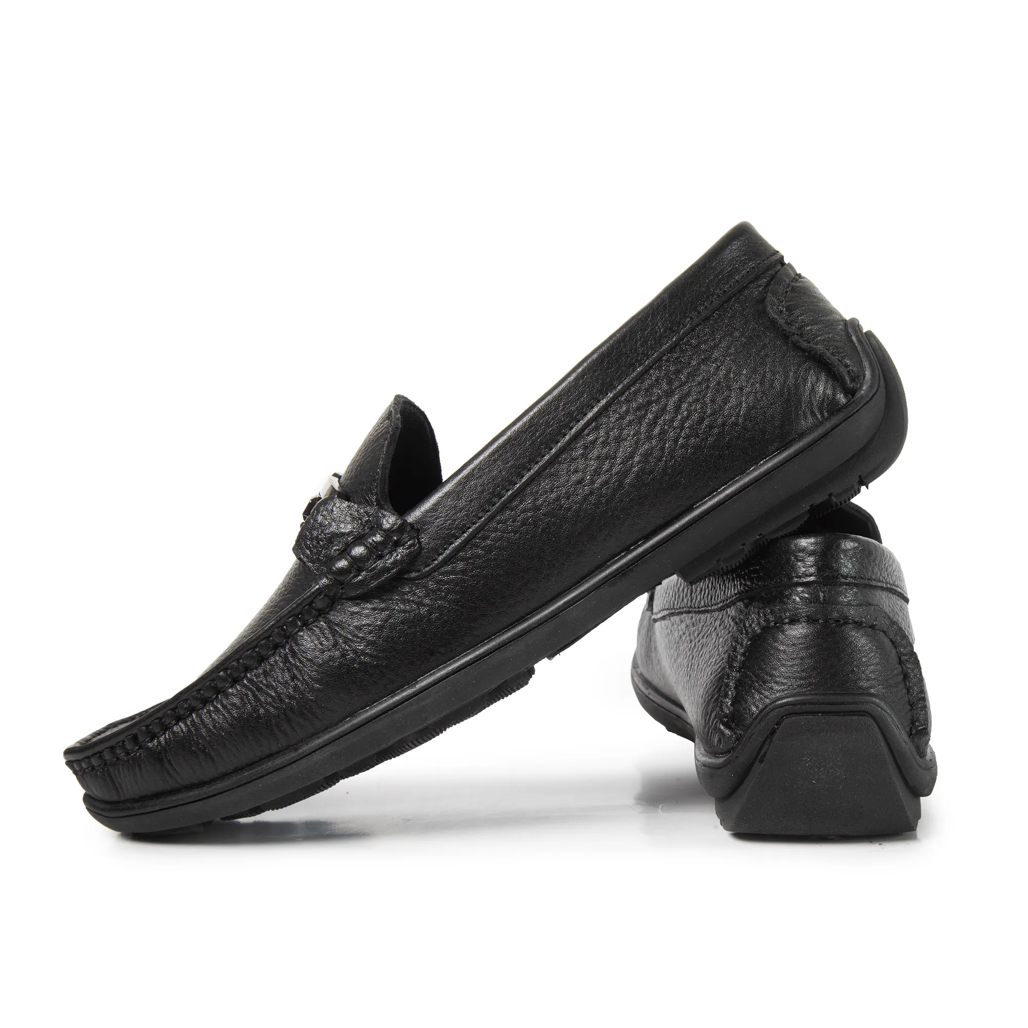 Men Black Softy Leather Classic Slip-On Shoes 10