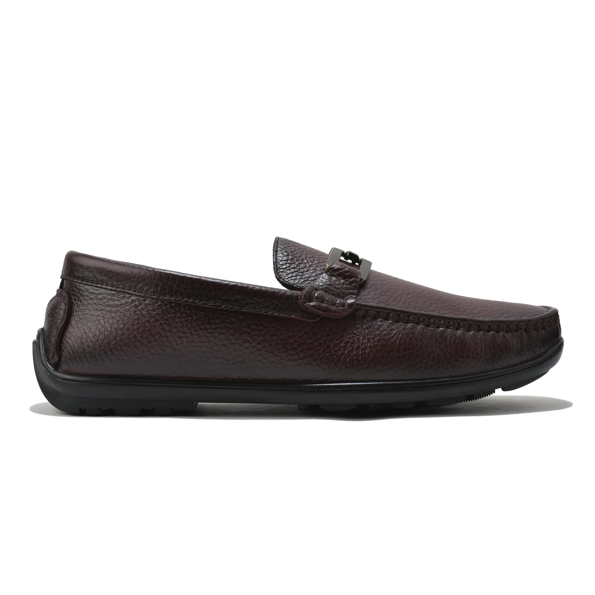Men Wine Softy Leather Classic Slip-On Shoes - Thumbnail 2
