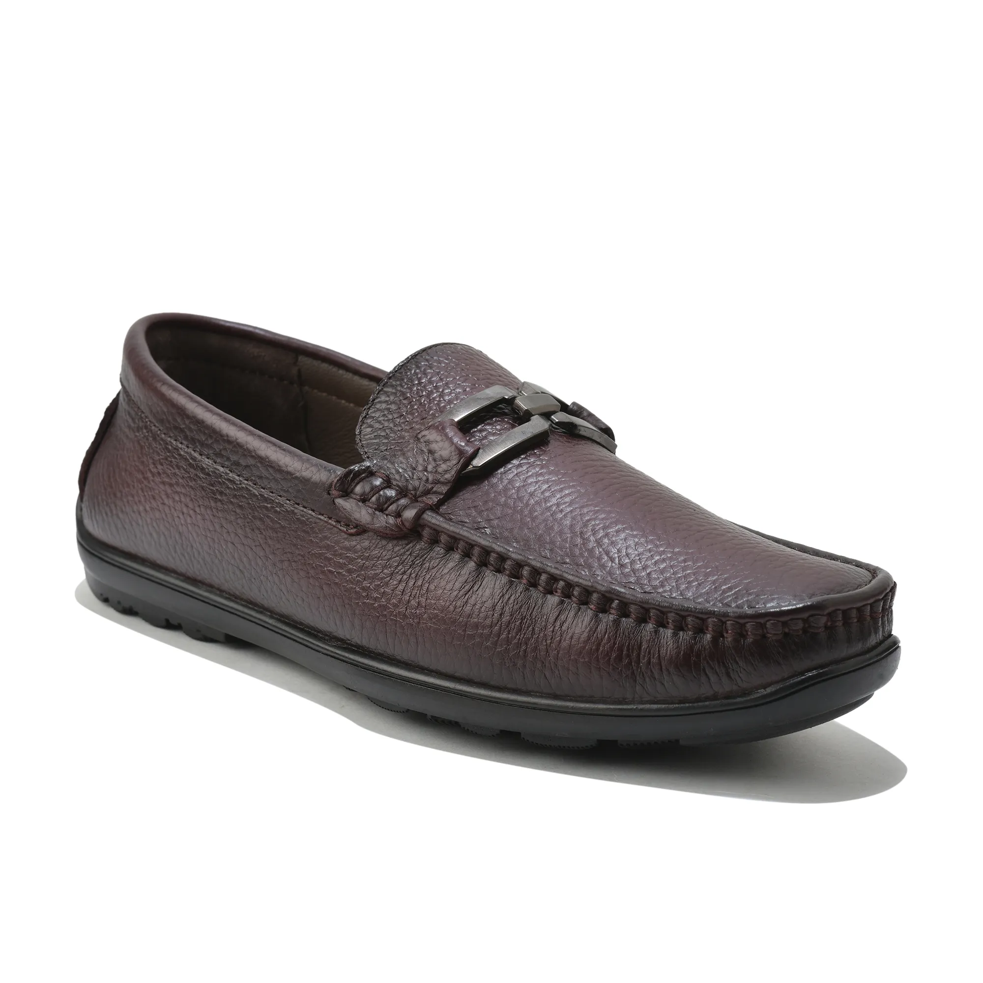 Men Wine Softy Leather Classic Slip-On Shoes - Thumbnail 3