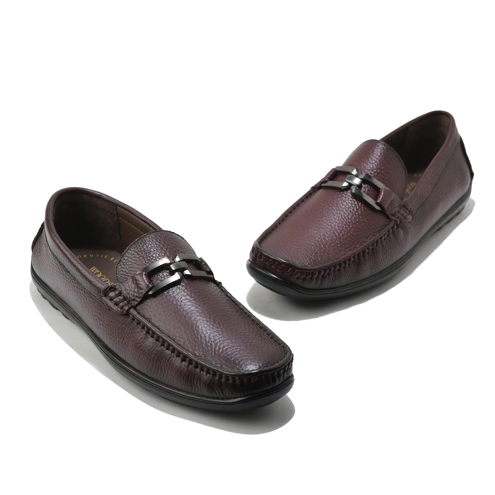 Men Wine Softy Leather Classic Slip-On Shoes - Thumbnail 4