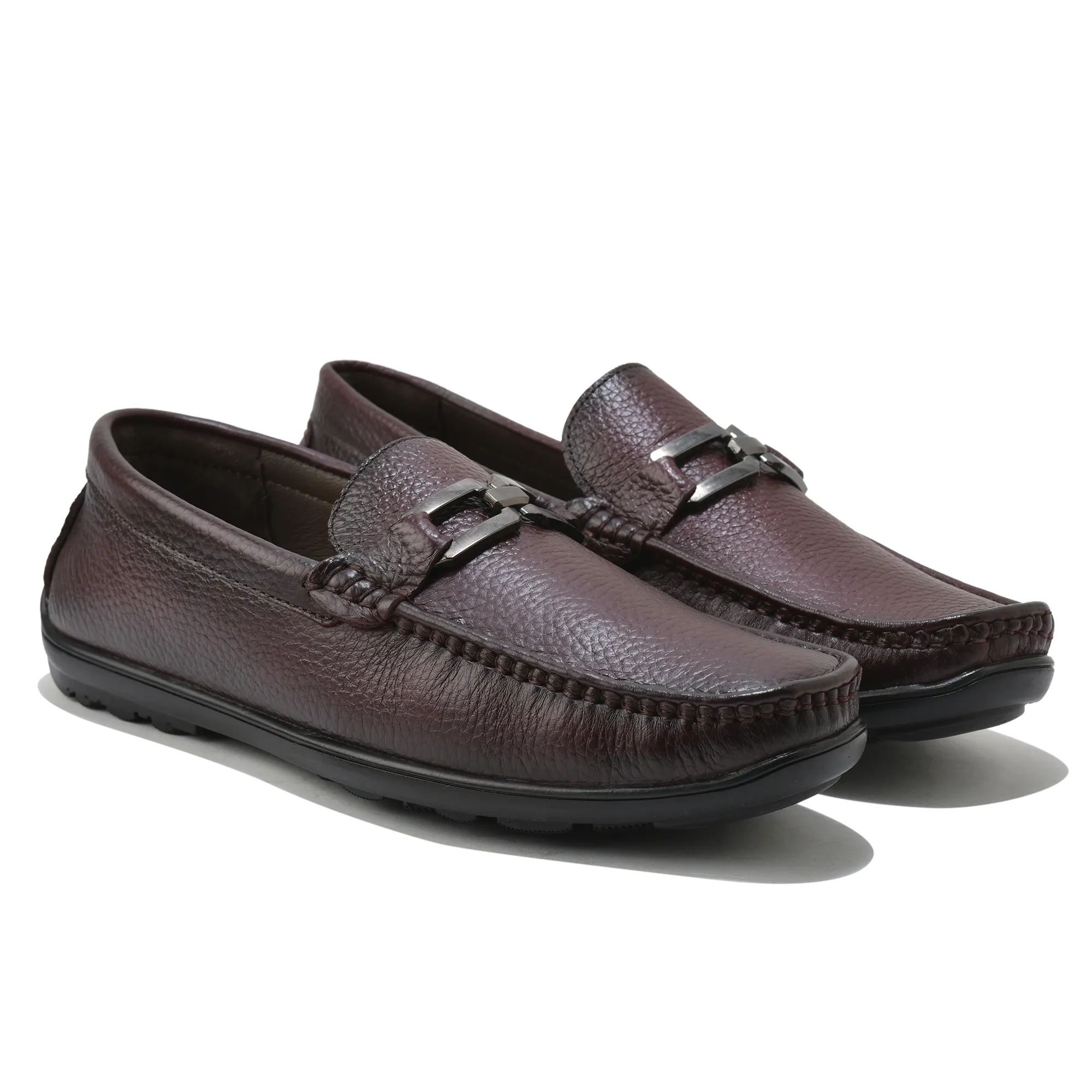 Men Wine Softy Leather Classic Slip-On Shoes - Thumbnail 8