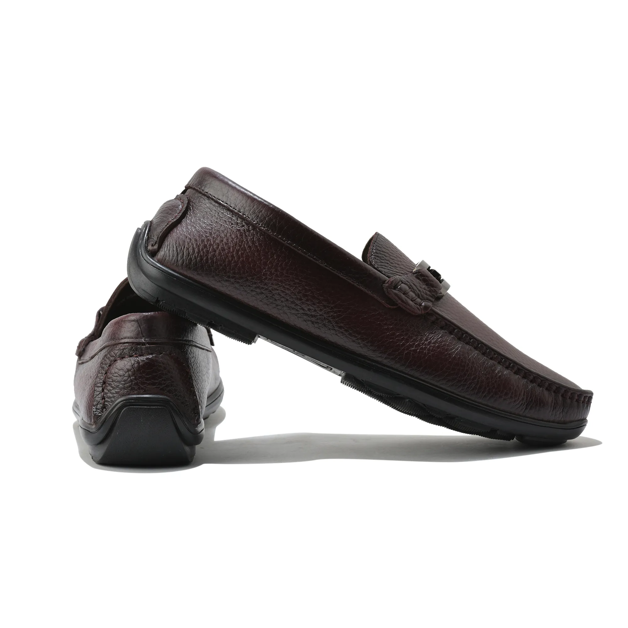 Men Wine Softy Leather Classic Slip-On Shoes - Thumbnail 10