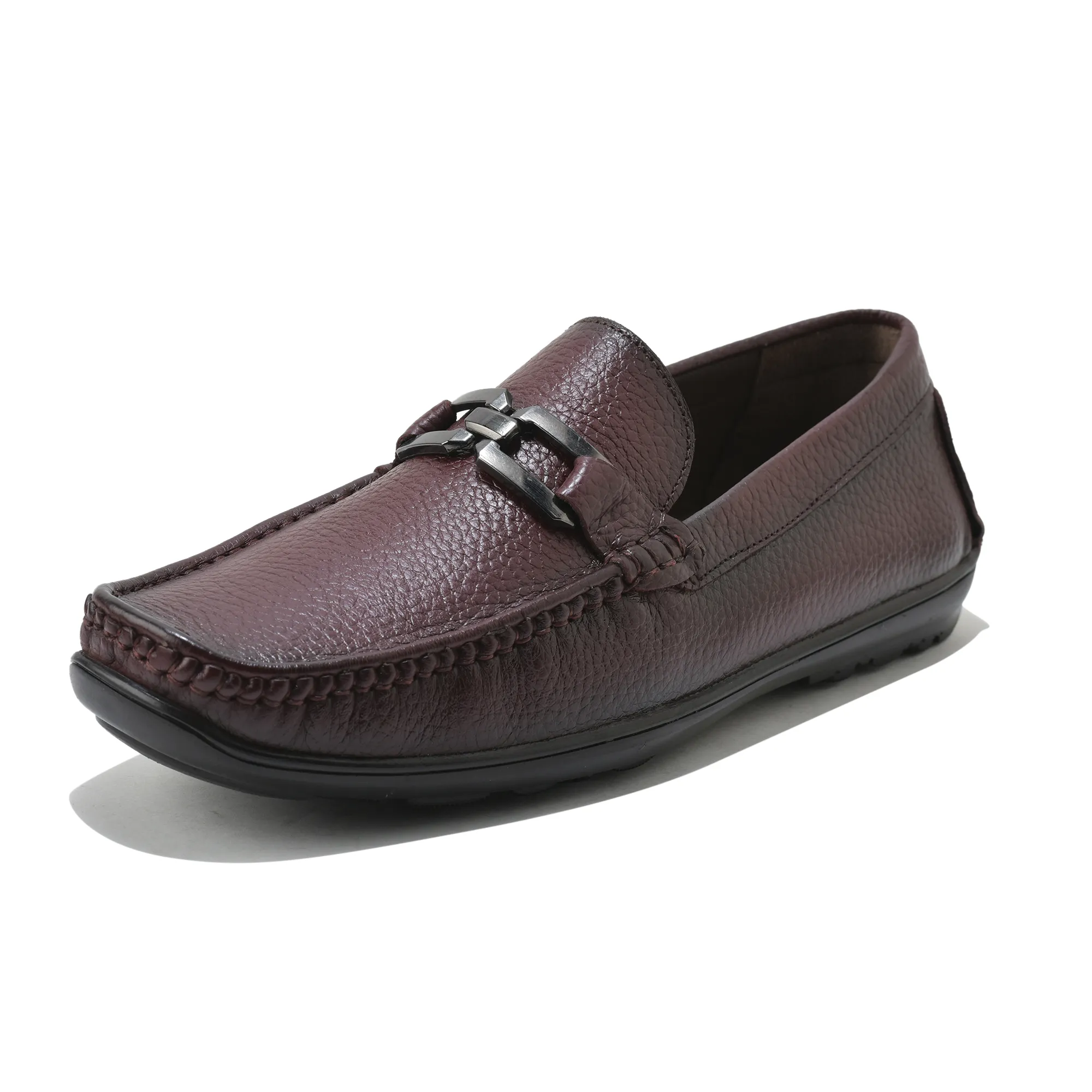 Men Wine Softy Leather Classic Slip-On Shoes - Thumbnail 11