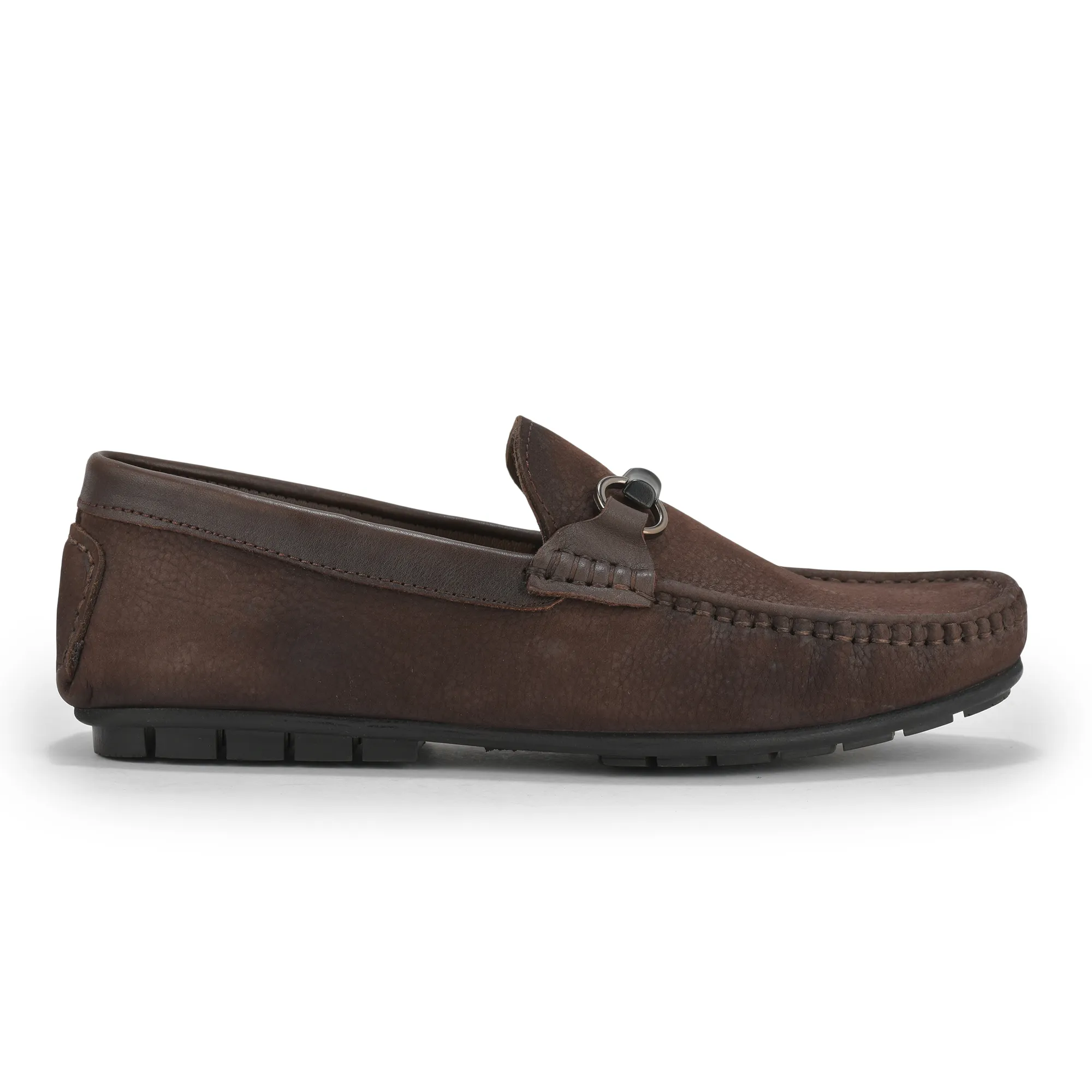 Brown Moccasin Style Slip On Shoes For Men - Thumbnail 2