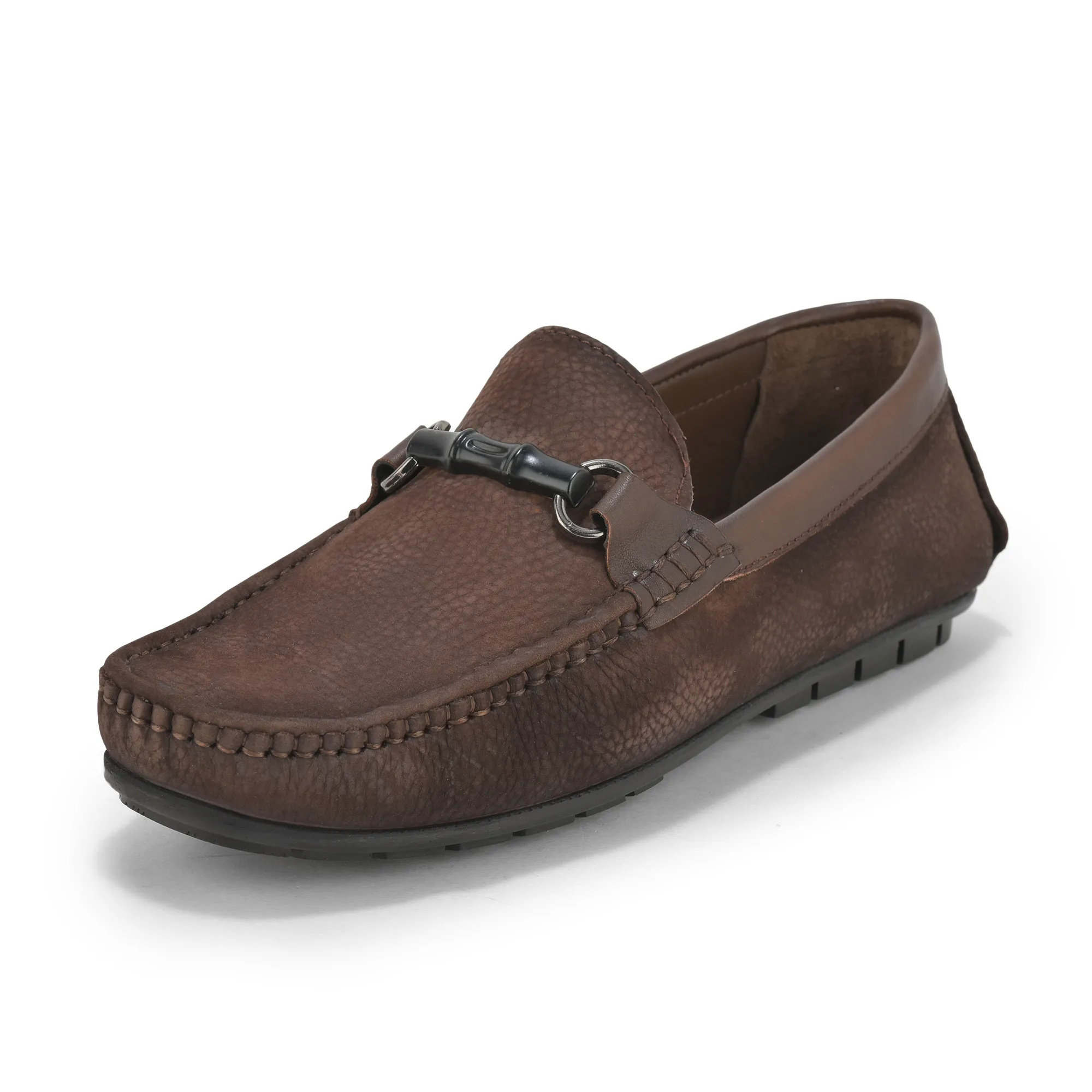 Brown Moccasin Style Slip On Shoes For Men - Thumbnail 3