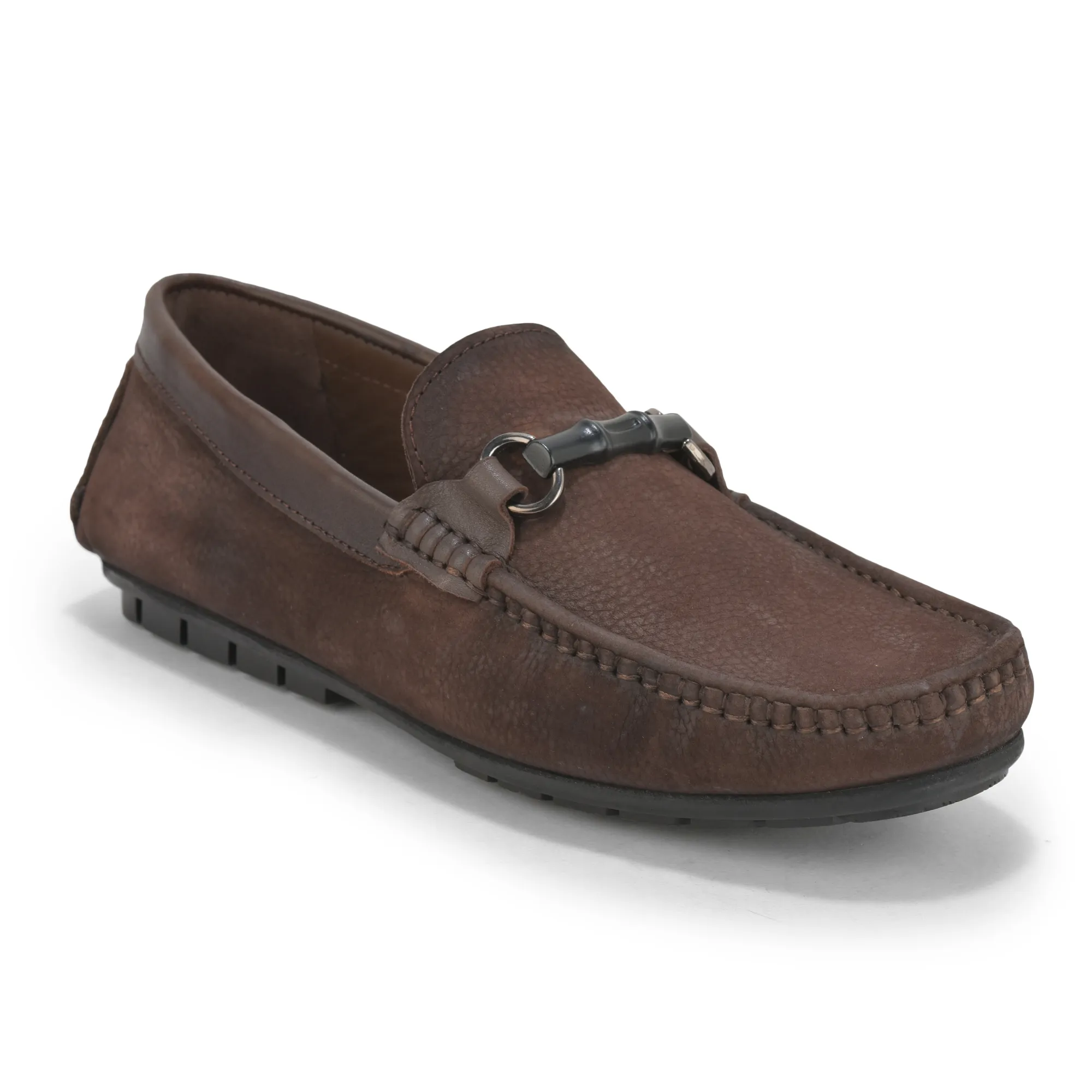 Brown Moccasin Style Slip On Shoes For Men - Thumbnail 4