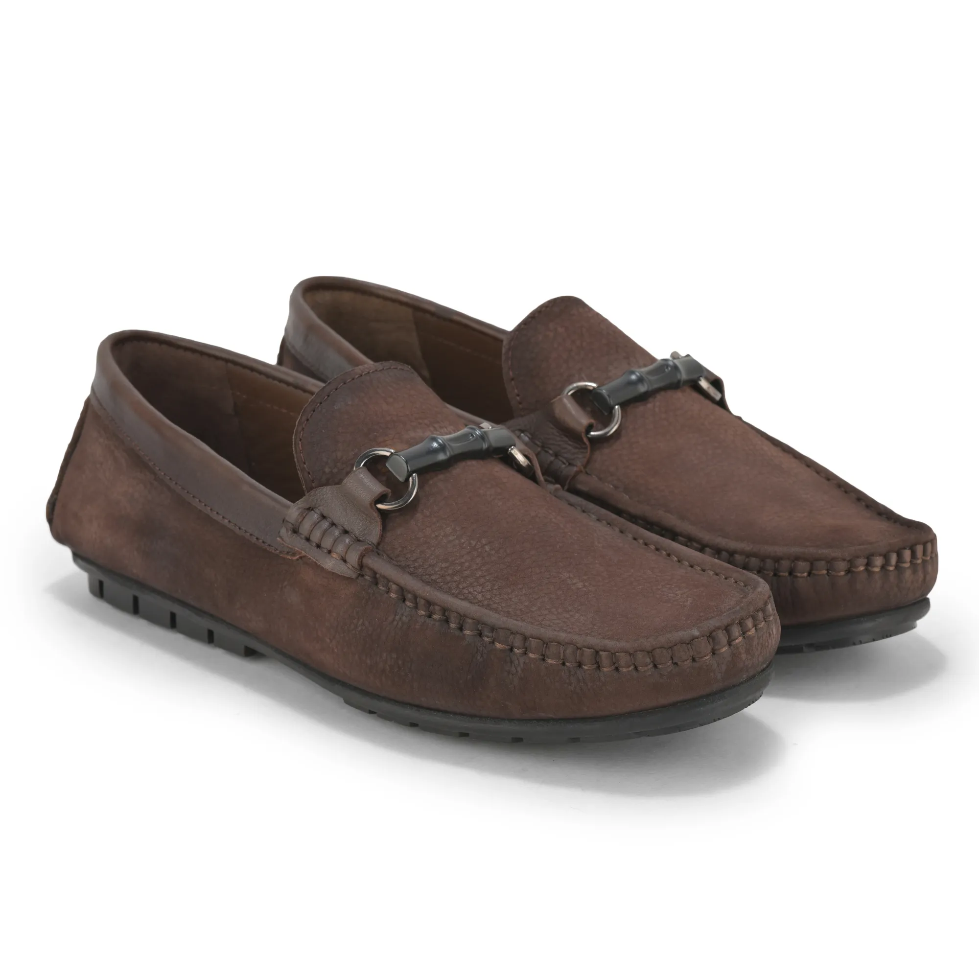 Brown Moccasin Style Slip On Shoes For Men - Thumbnail 10