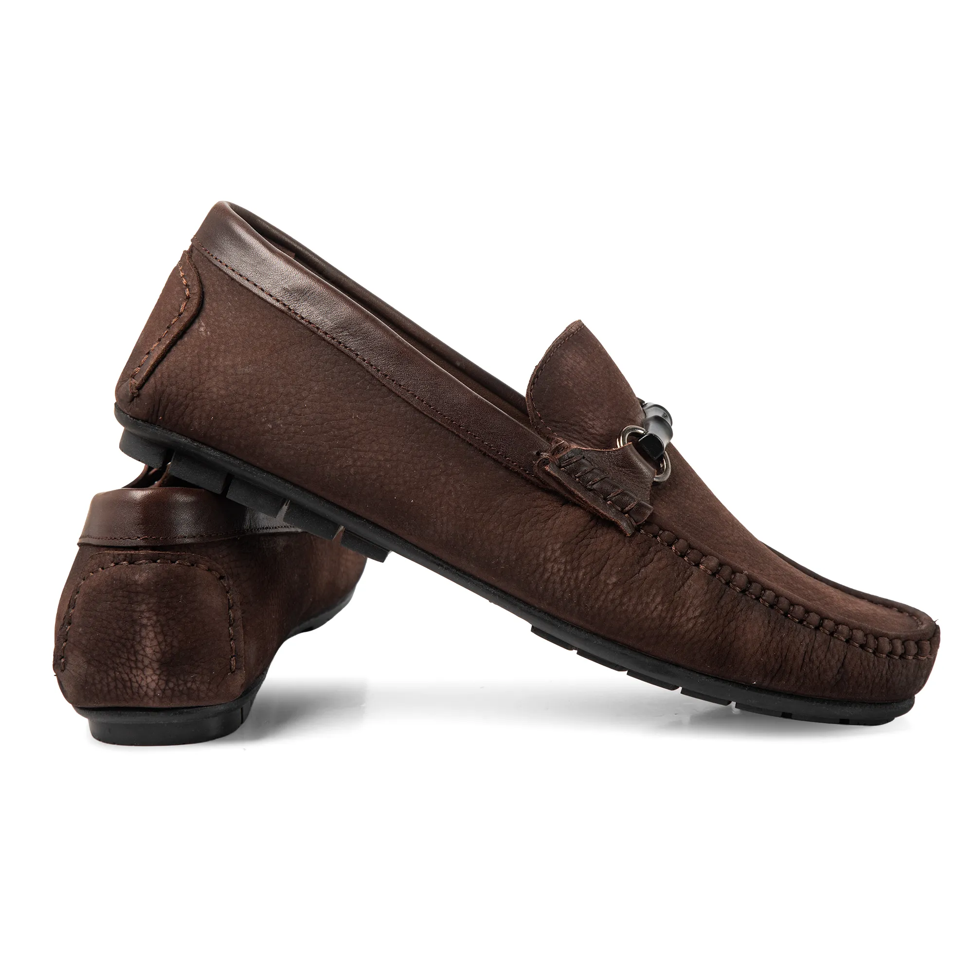 Brown Moccasin Style Slip On Shoes For Men - Thumbnail 12