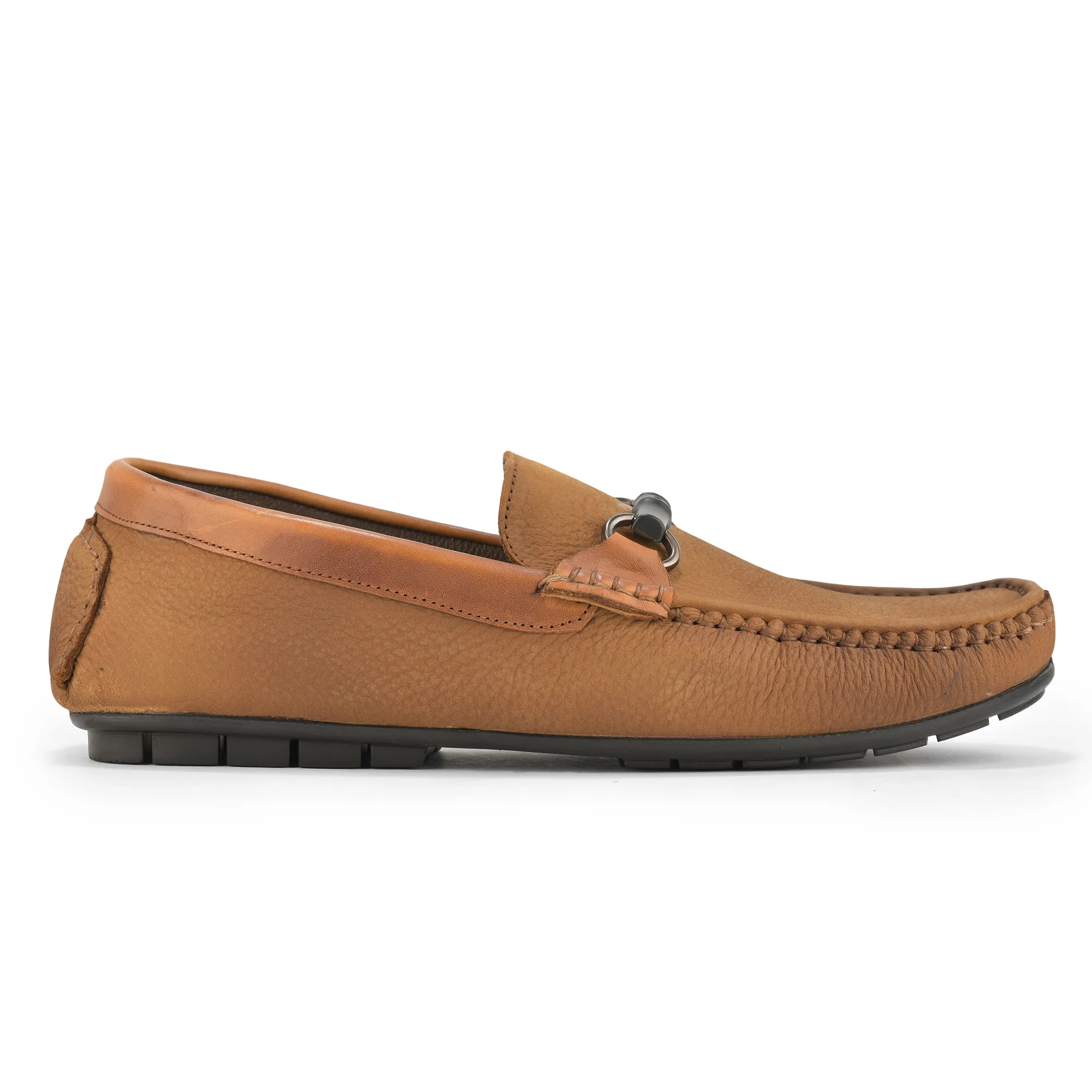 Camel Moccasin Style Slip On Shoes For Men - Thumbnail 2